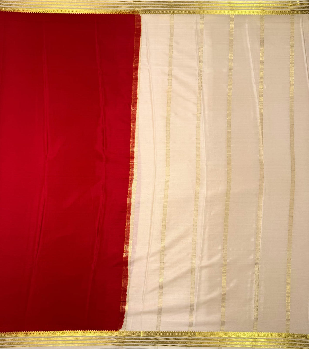 Red Mysore Crepe Silk Saree