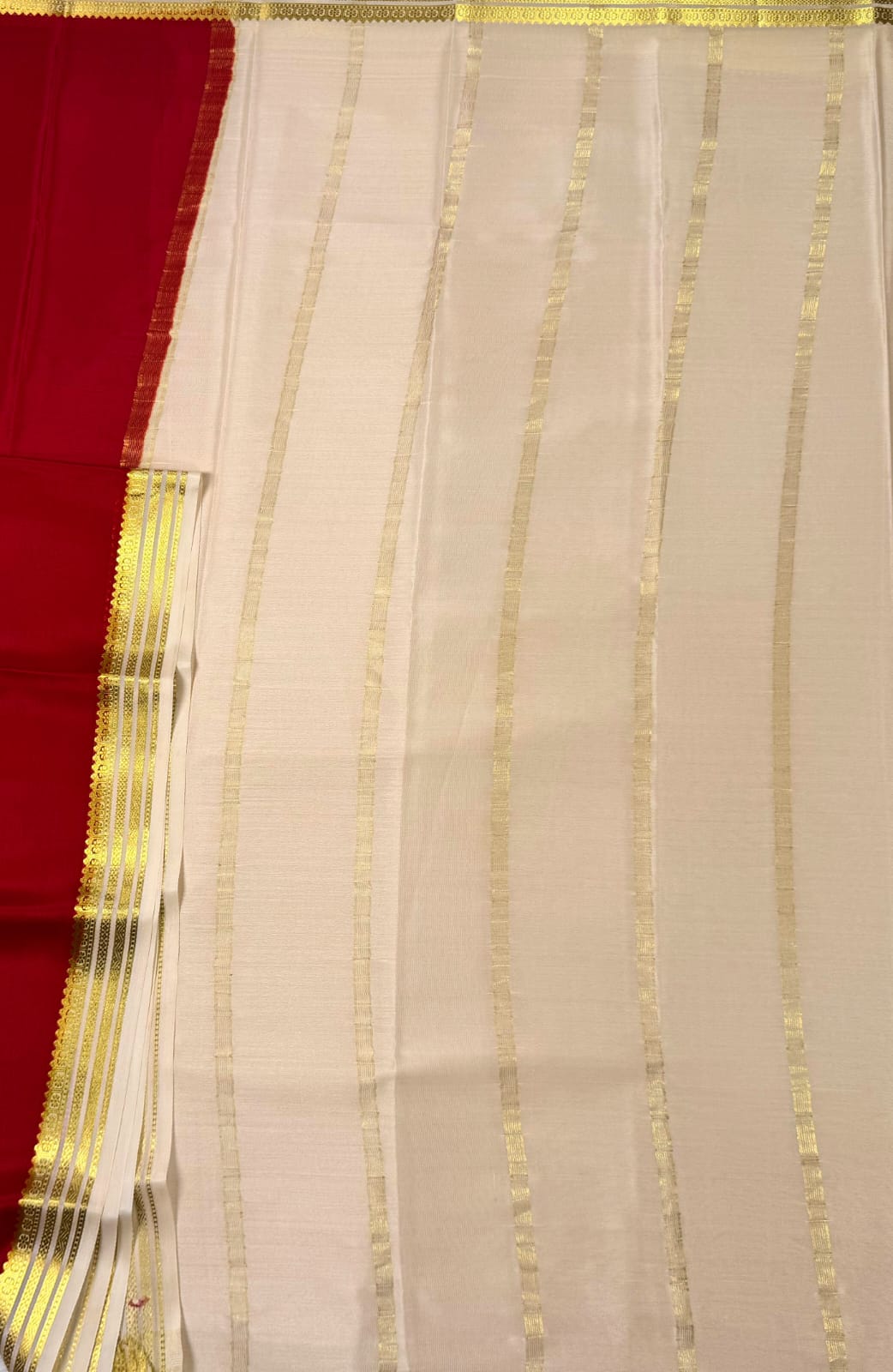 Red Mysore Crepe Silk Saree
