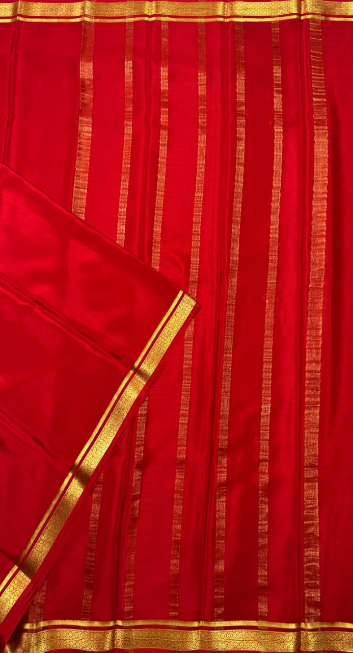 Red Mysore Crepe Silk Saree