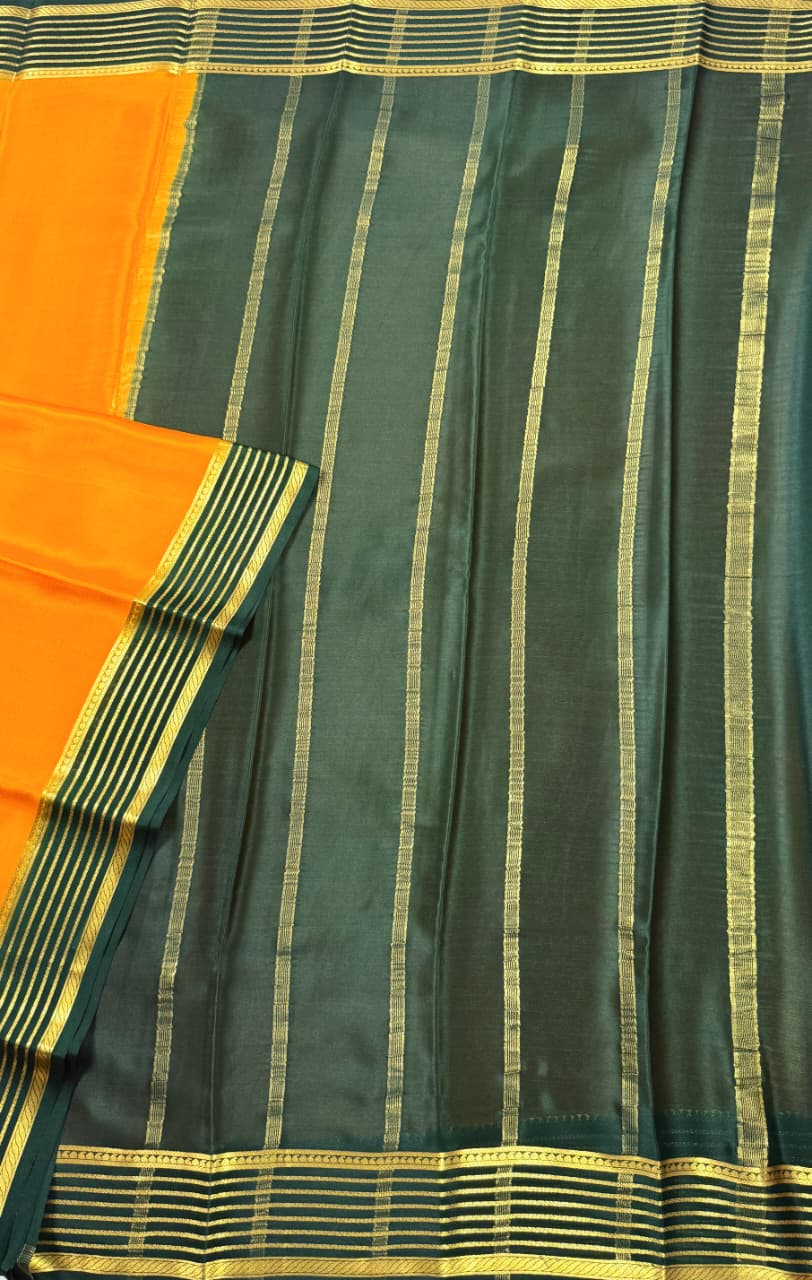 Mustard Yellow Mysore Crepe Silk Saree
