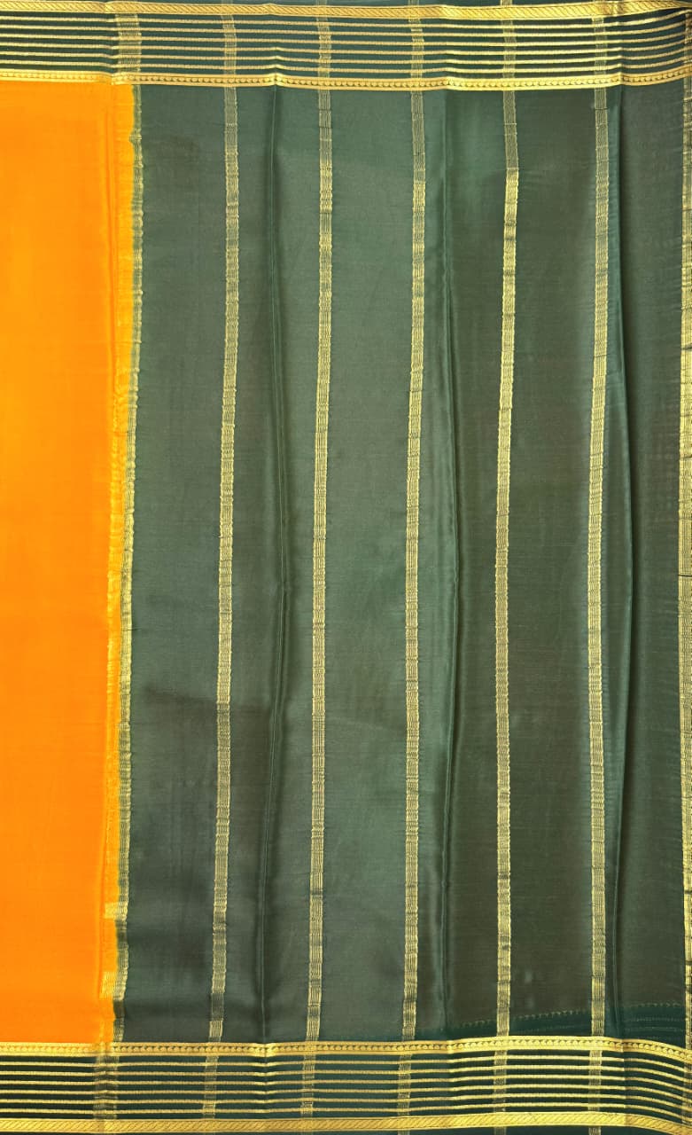 Mustard Yellow Mysore Crepe Silk Saree