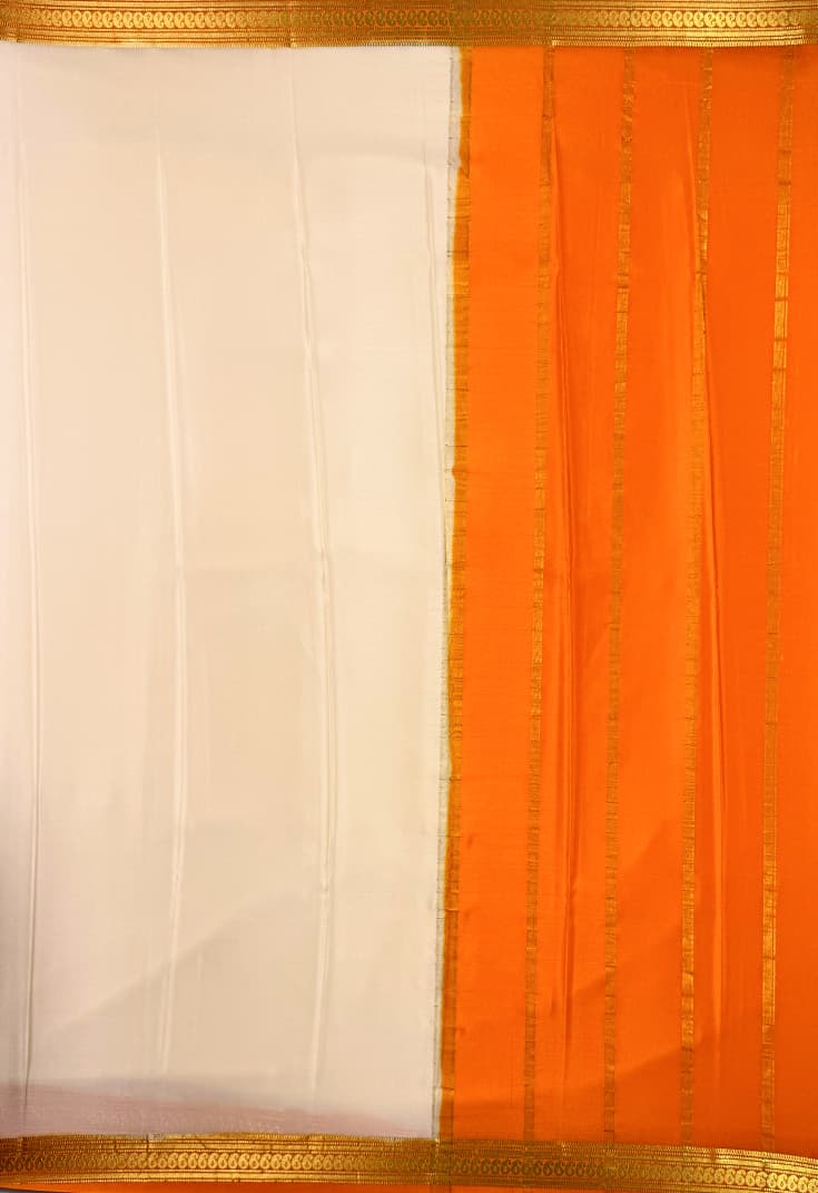White Mysore Crepe Saree