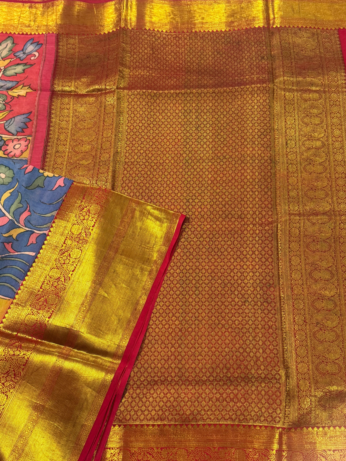 Multi Red Color Pure Silk Kanjivaram Saree