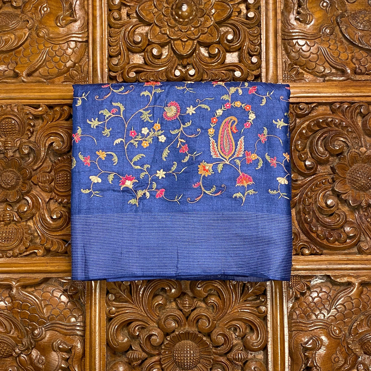 Blue Tussar Silk Saree