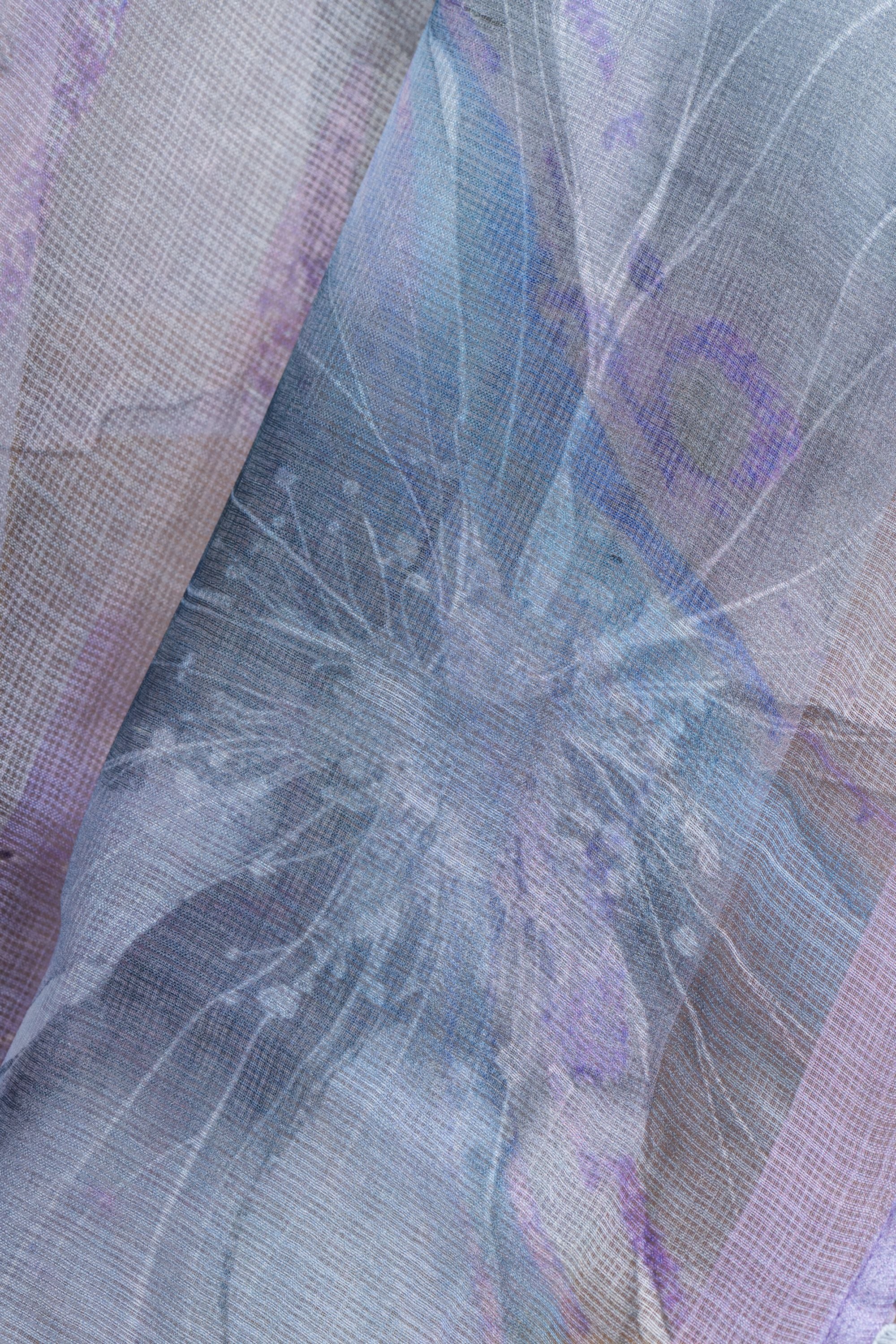 Printed Lavender Kota Silk Saree
