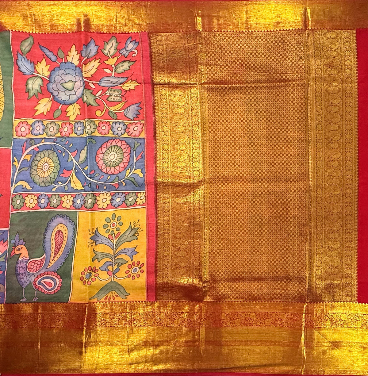 Multi Red Color Pure Silk Kanjivaram Saree