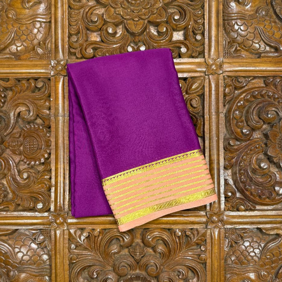 Purple Mysore Crepe Saree