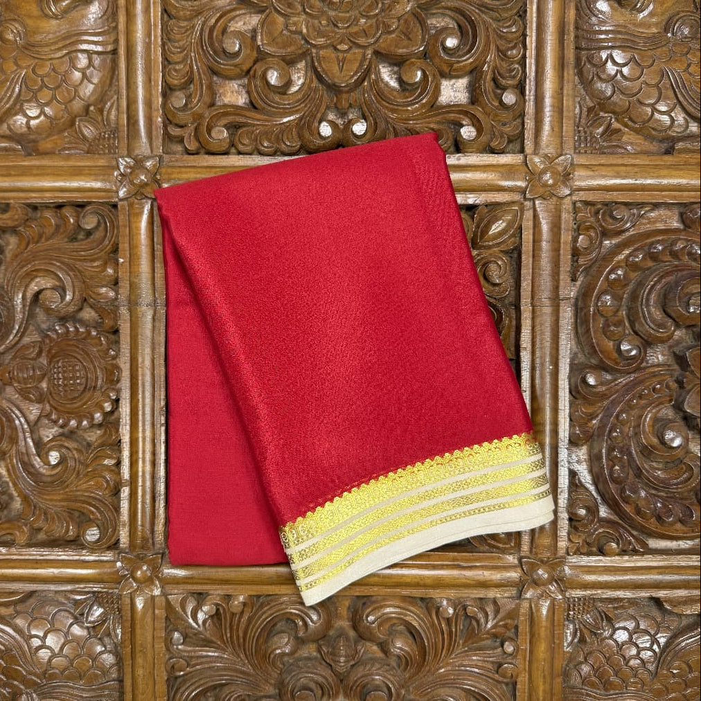 Red Mysore Crepe Silk Saree