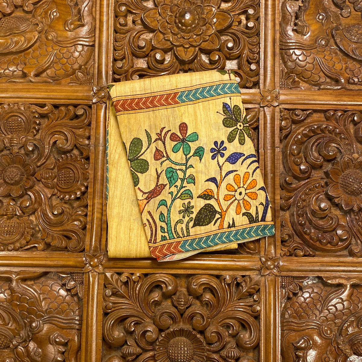Cream Tussar Silk Saree