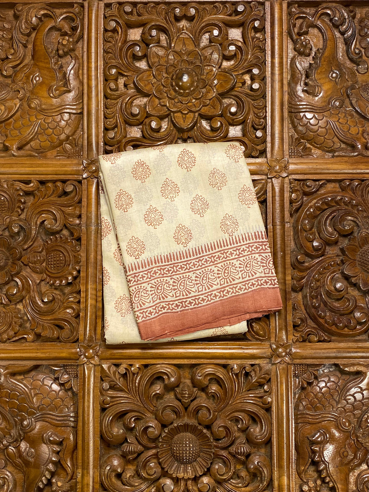 Beige Tussar Silk Saree