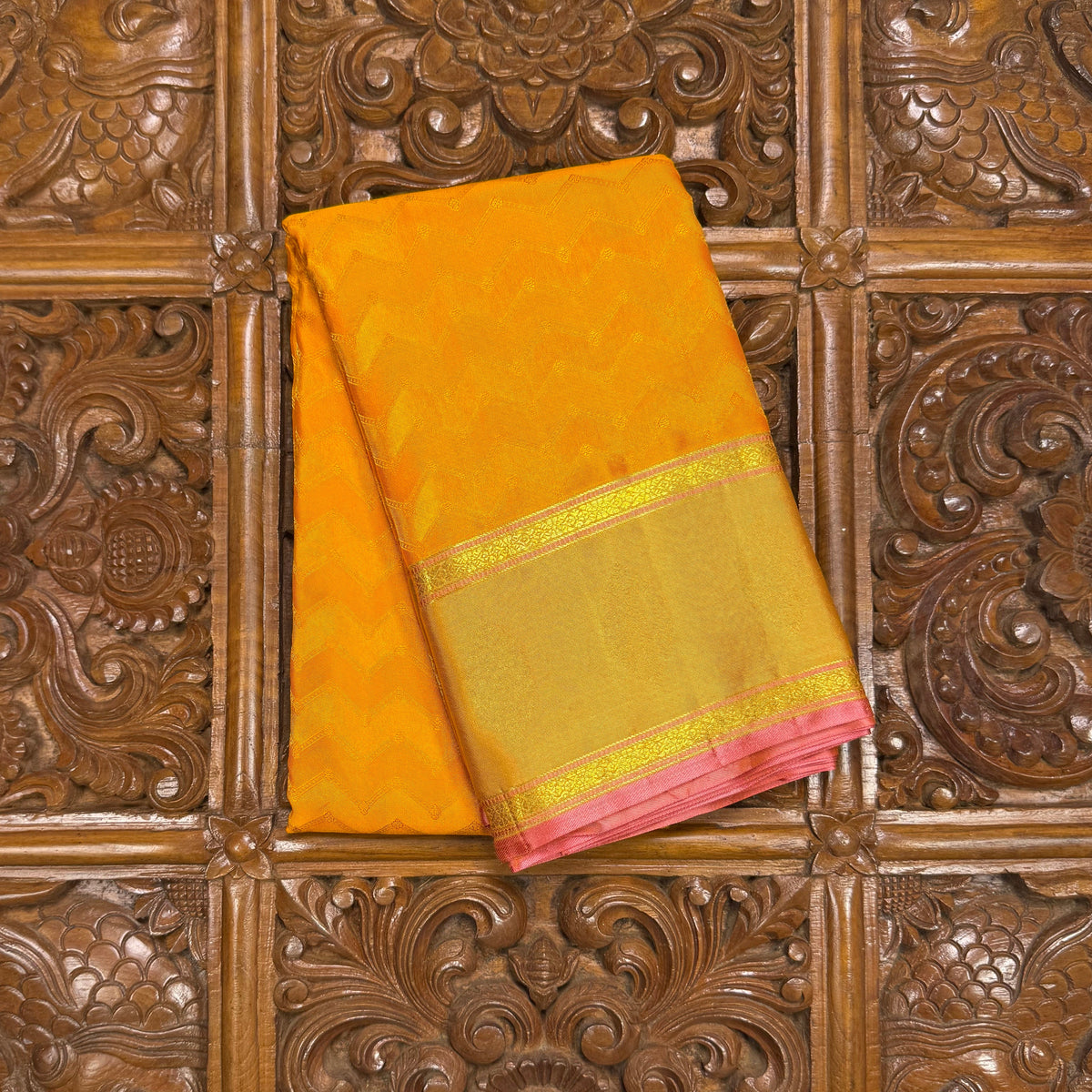 Orange Pure Silk Kanjivaram Saree