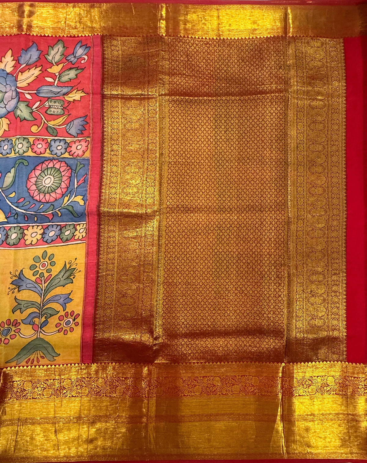Multi Red Color Pure Silk Kanjivaram Saree