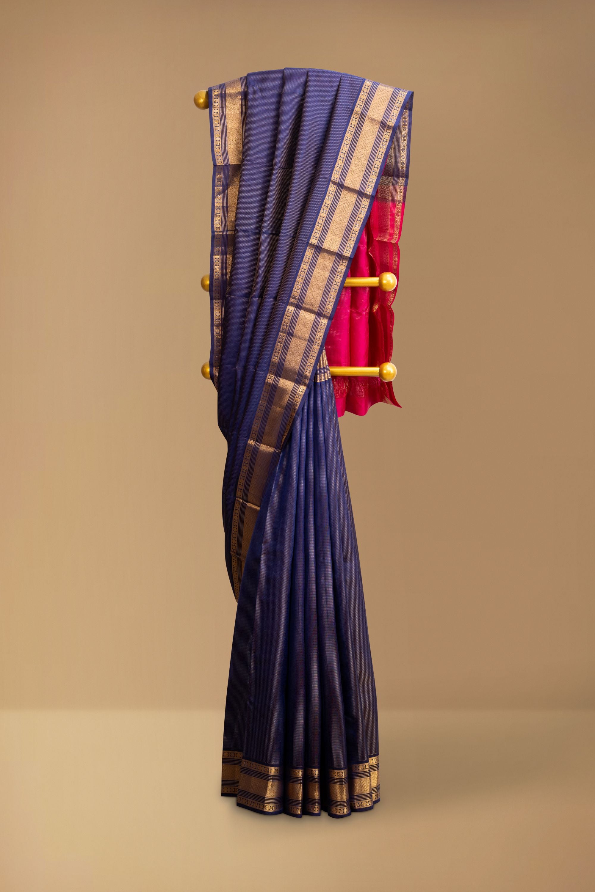 Navy Blue Pure Silk Kanjivaram Saree