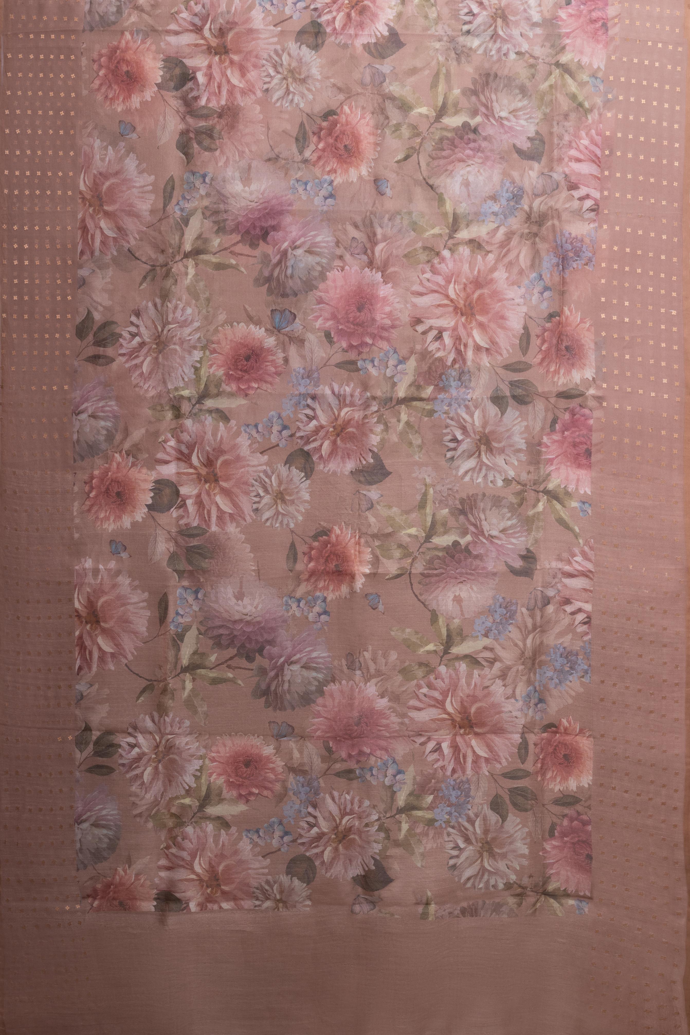 Printed Brown Organza Saree