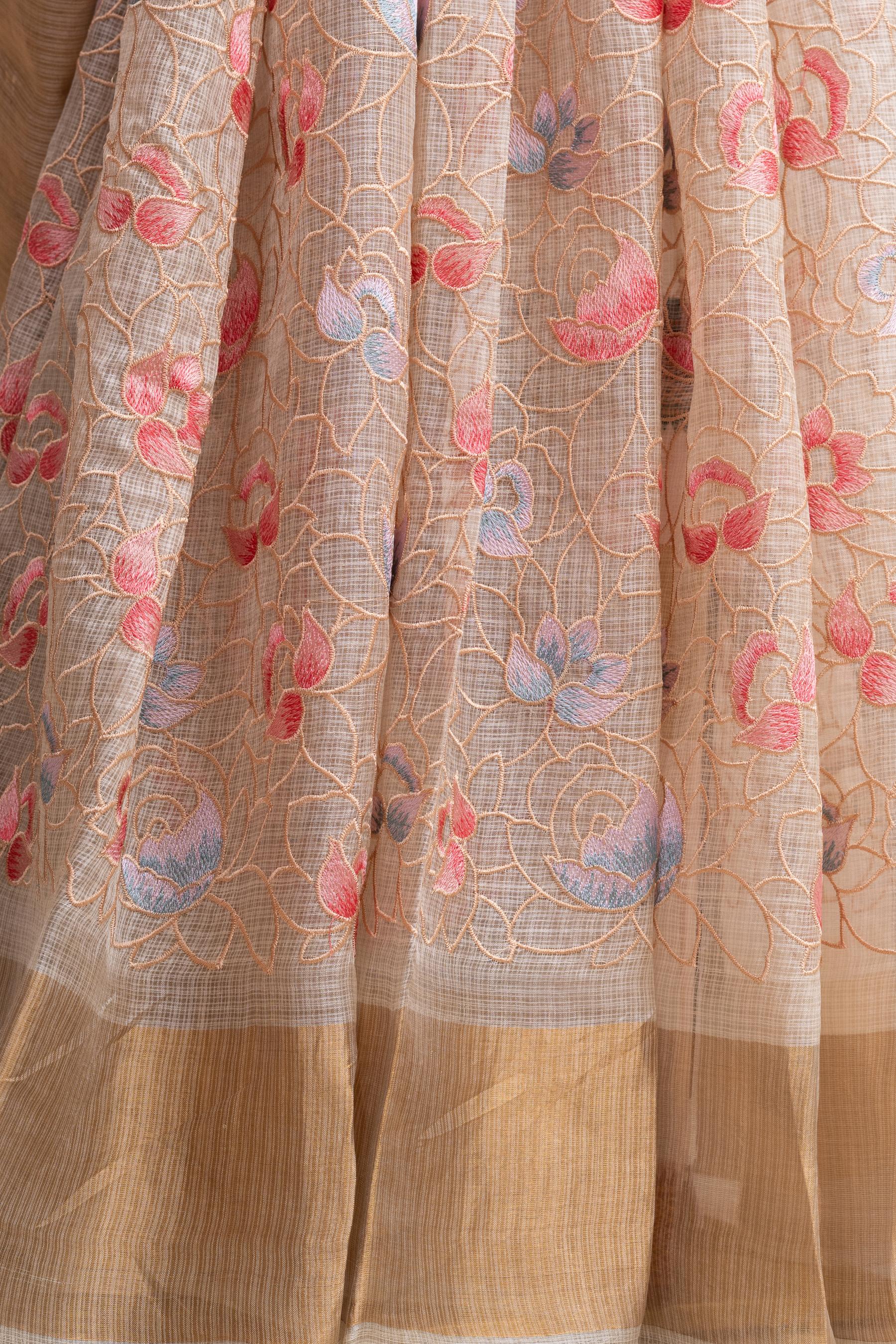 Embroidered Sandal Kota Silk Saree