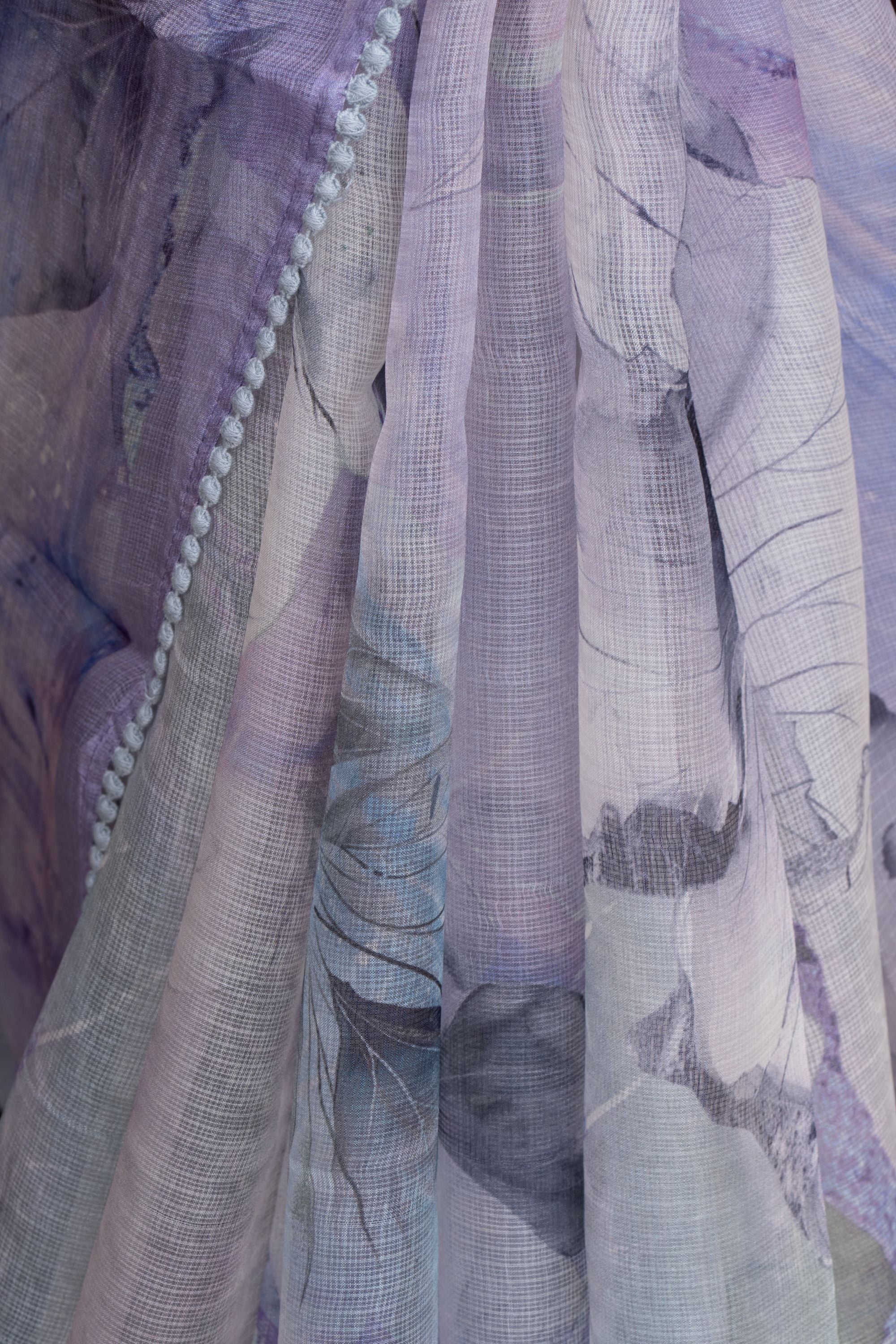 Printed Lavender Kota Silk Saree
