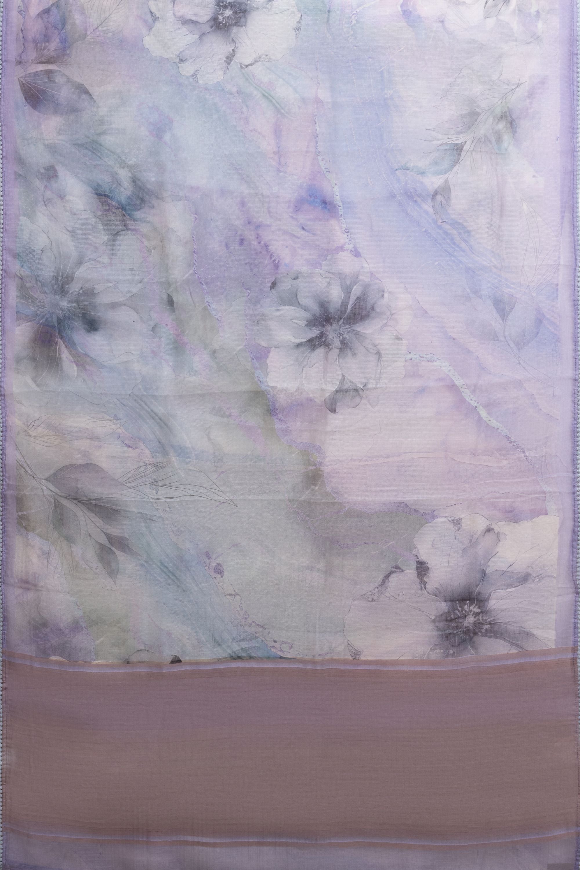 Printed Lavender Kota Silk Saree