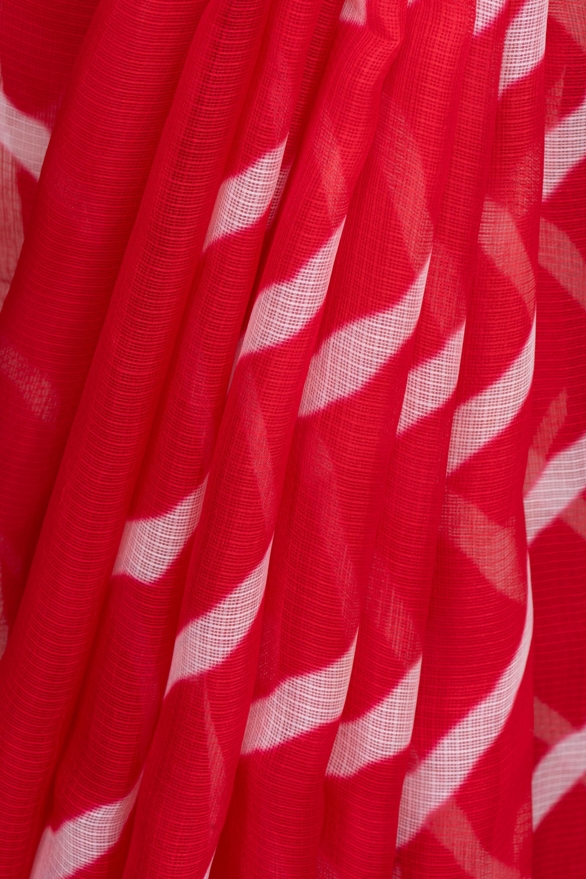 Printed Red Kota Silk Saree