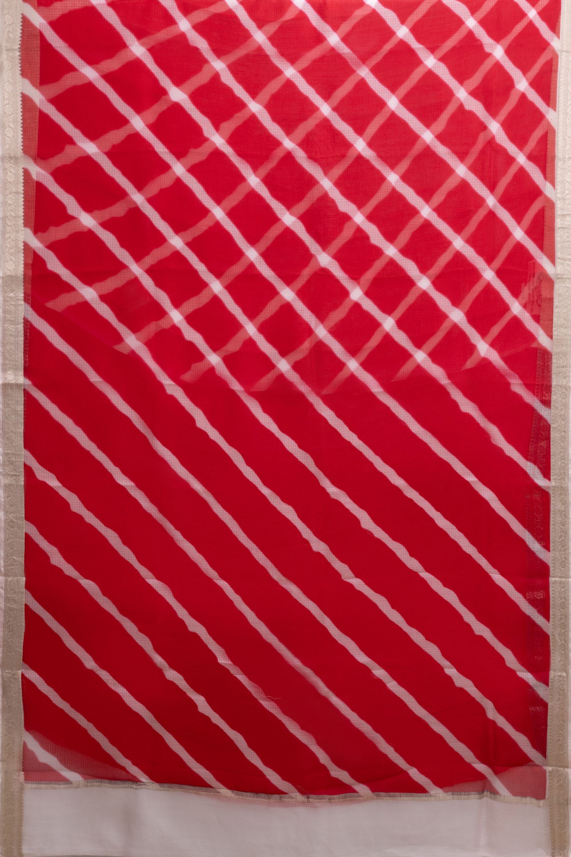 Printed Red Kota Silk Saree