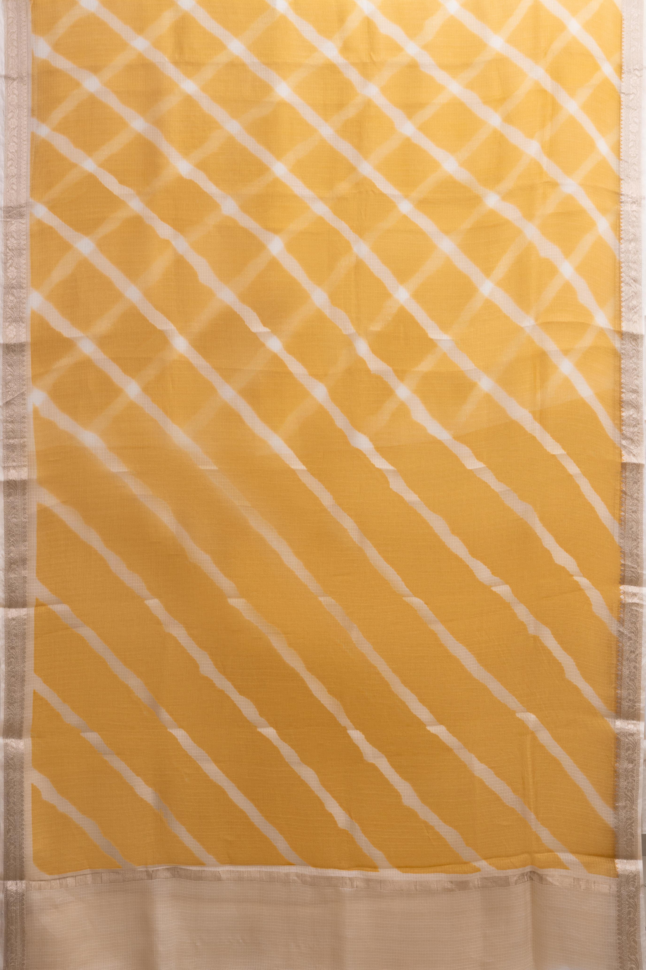 Printed Mustard Yellow Kota Silk Saree