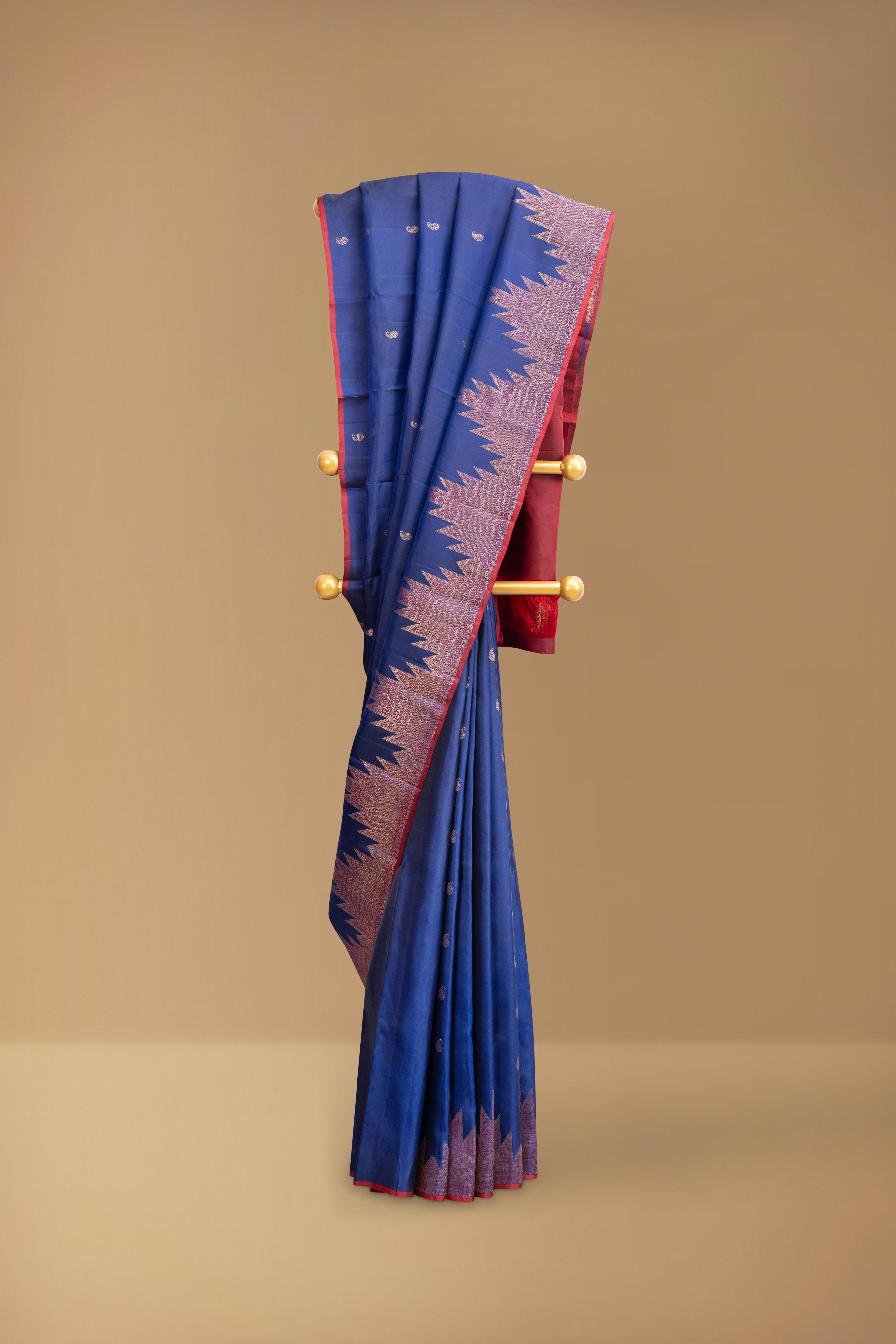 Navy Blue Pure Silk Kanjivaram Saree