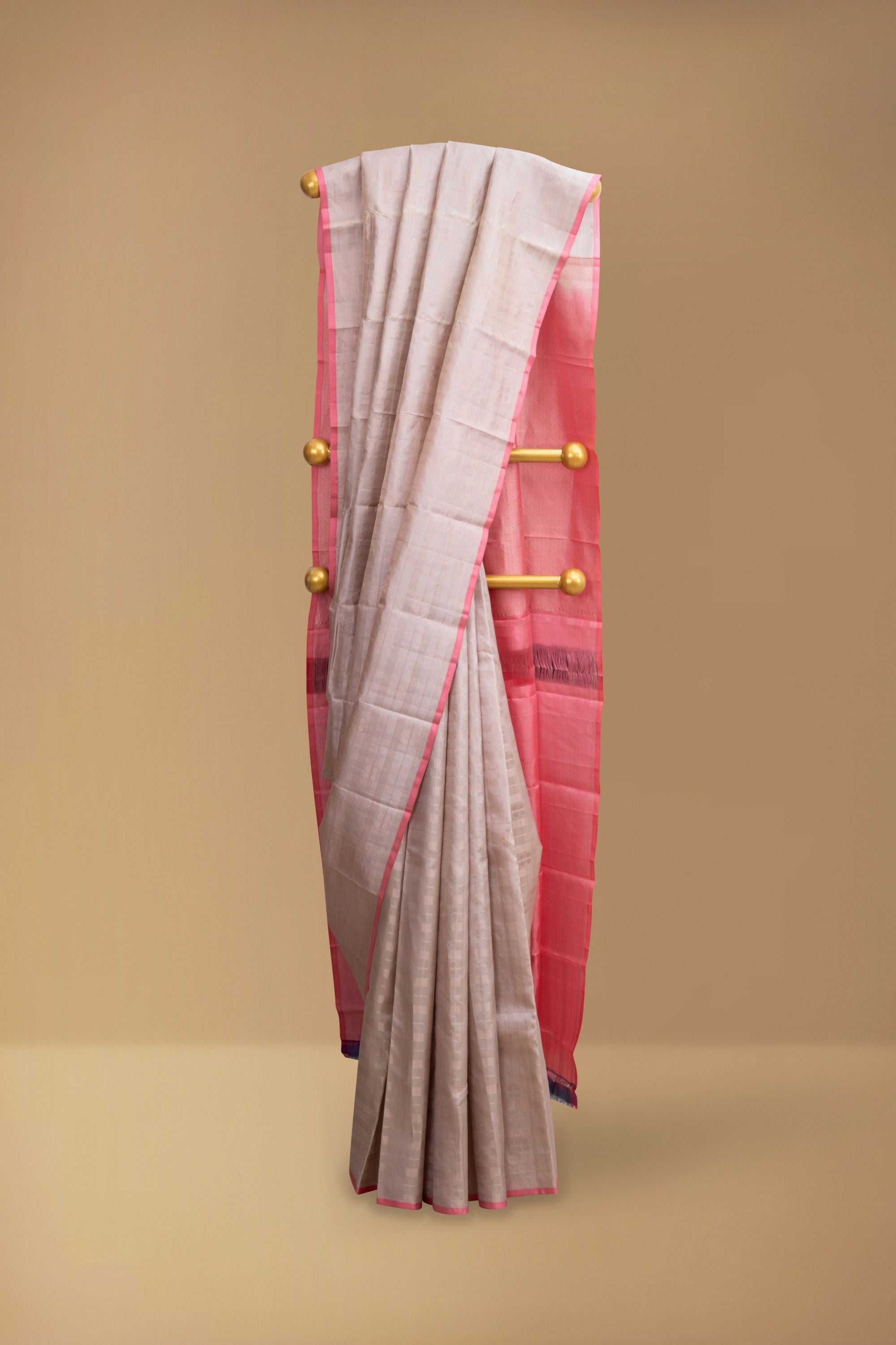 Cream Pure Silk Kanjivaram Saree