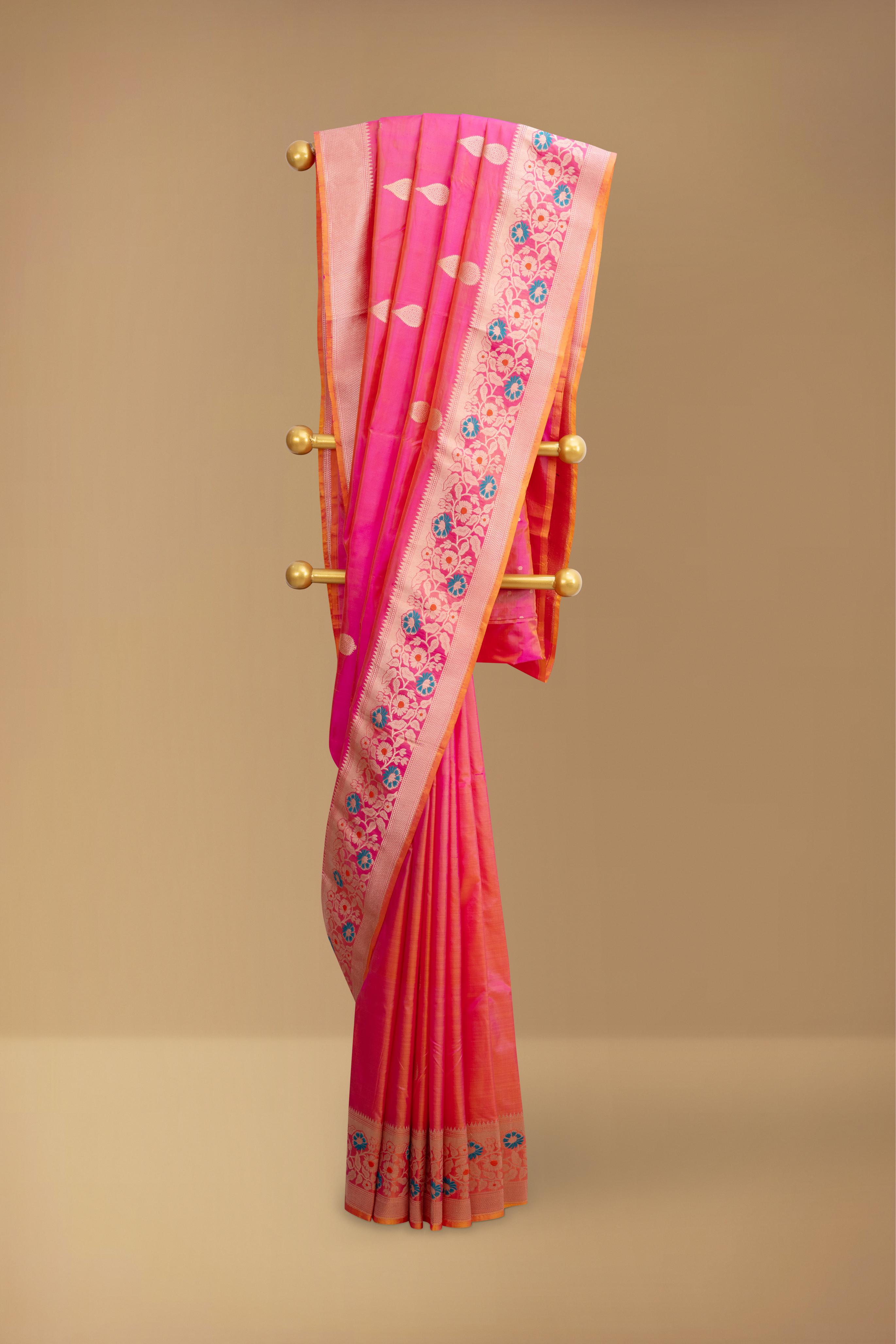 Two-Toned Pink Banarasi Pure Silk Saree