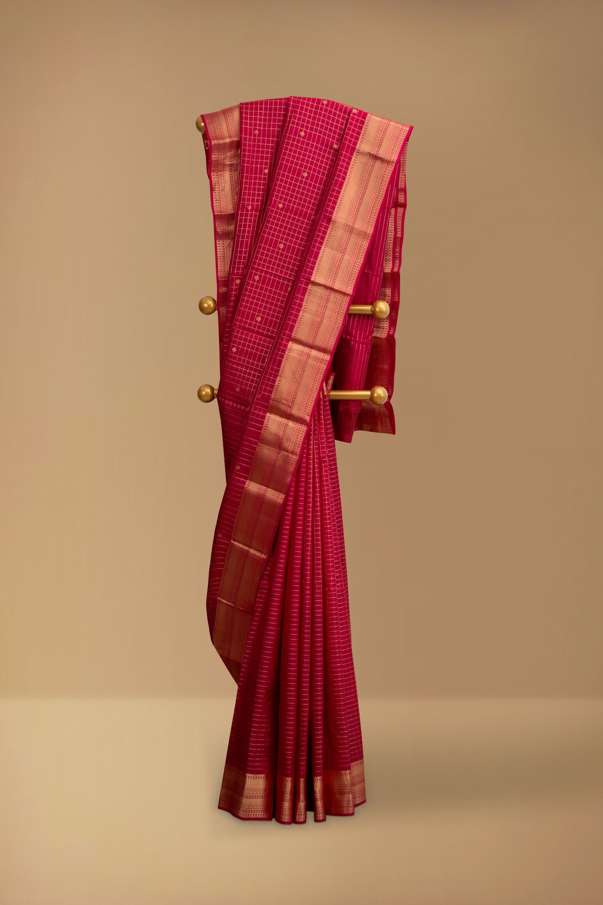 Maroon Red Pure Silk Kanjivaram Saree