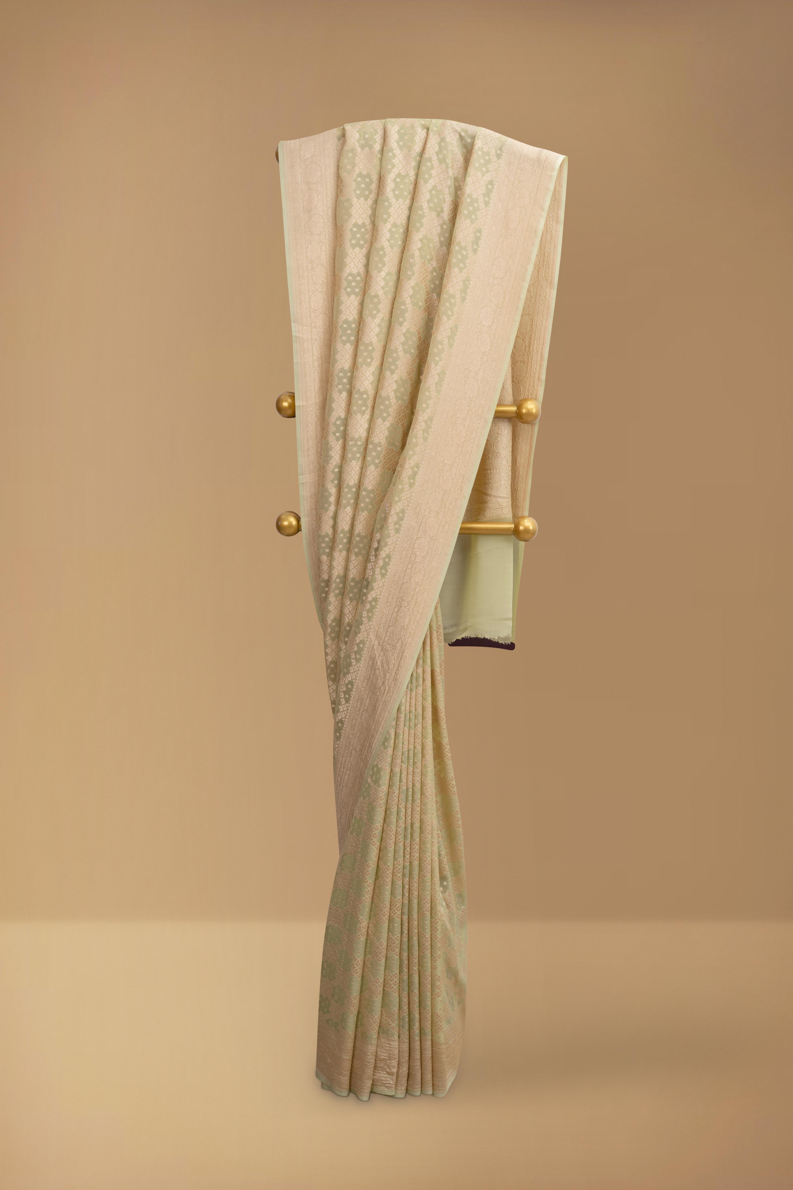 Cardamom Green Khaddi Georgette Saree