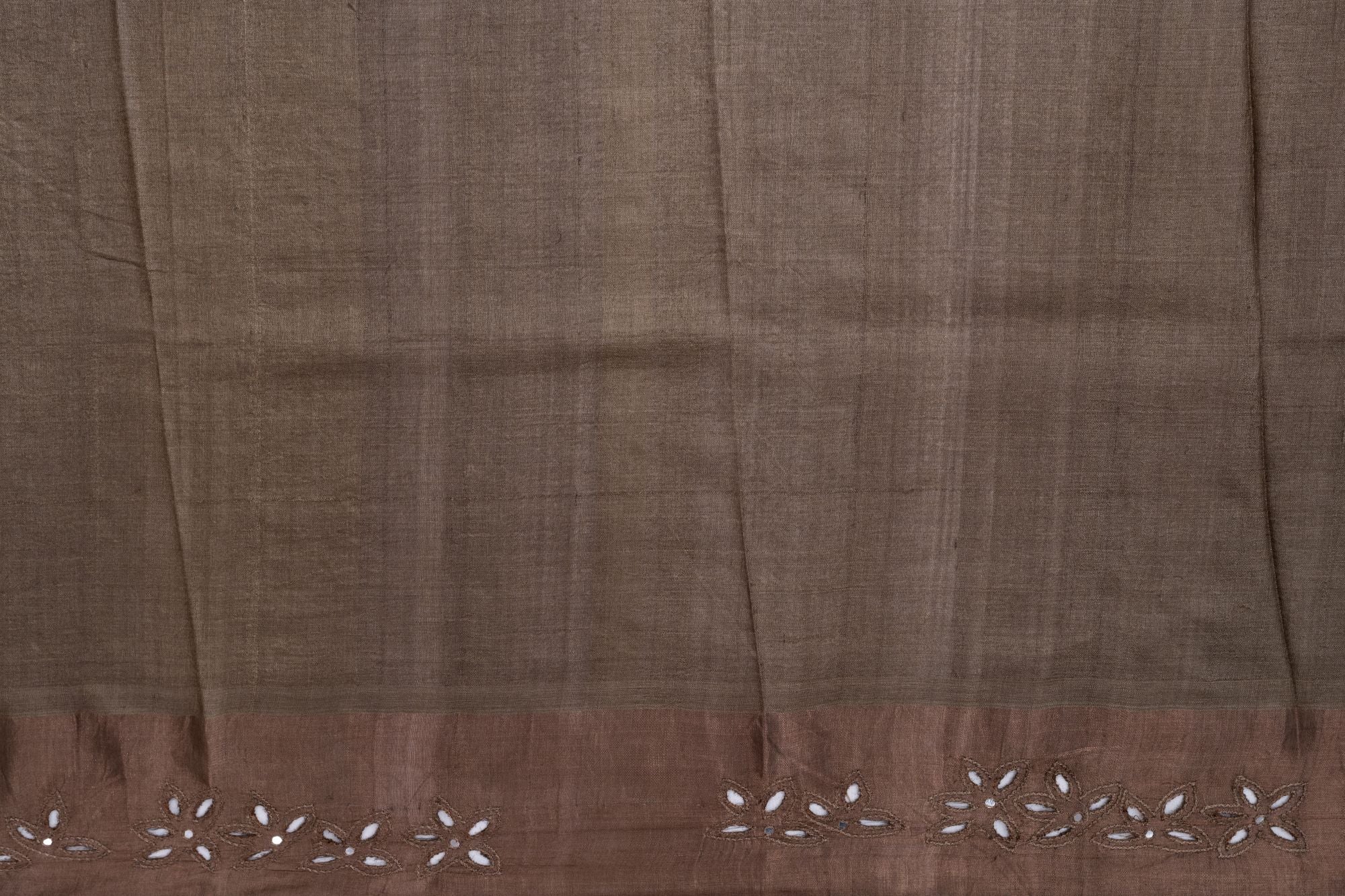 Printed Brown Tussar Silk Saree