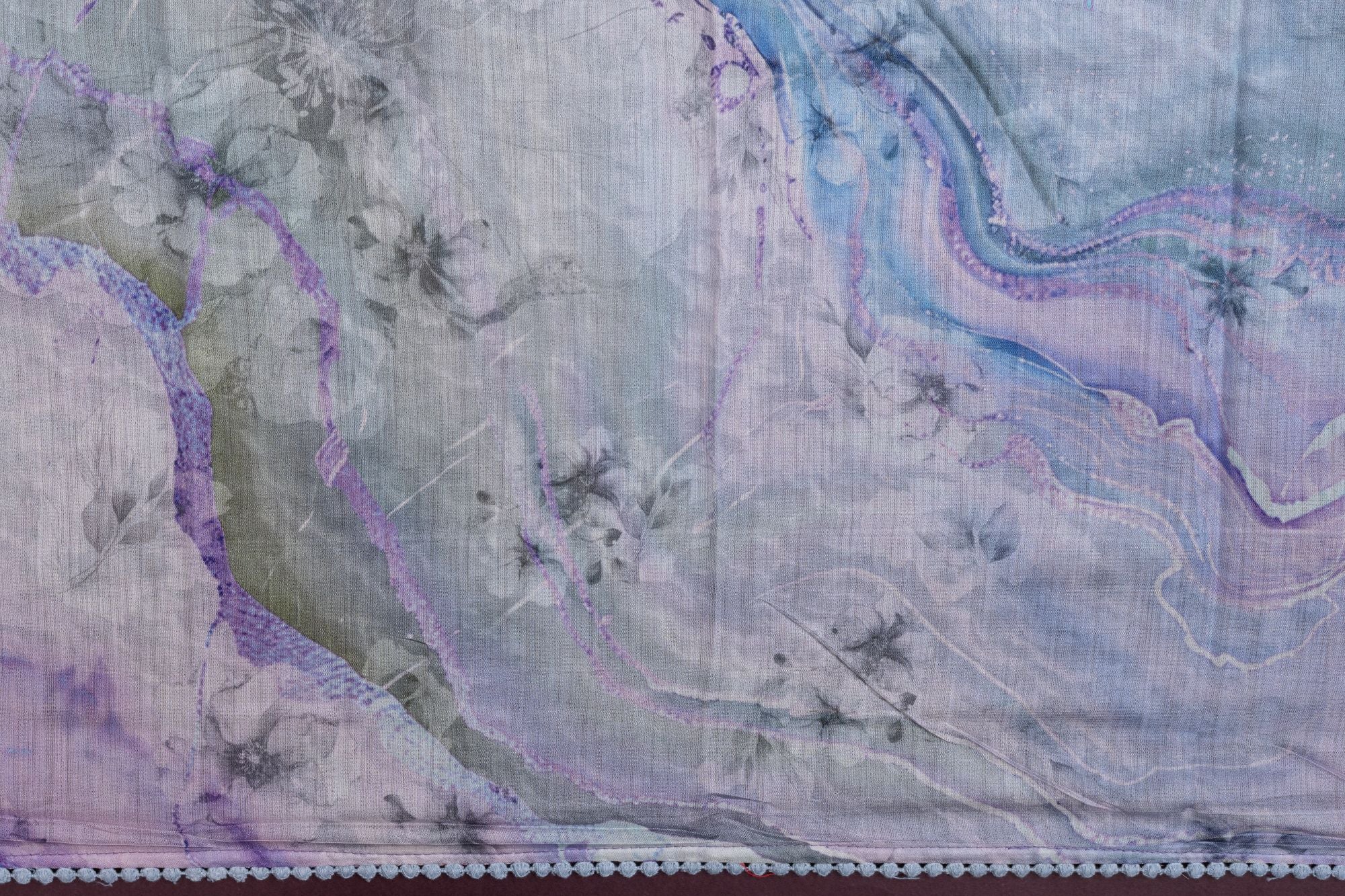 Printed Lavender Kota Silk Saree