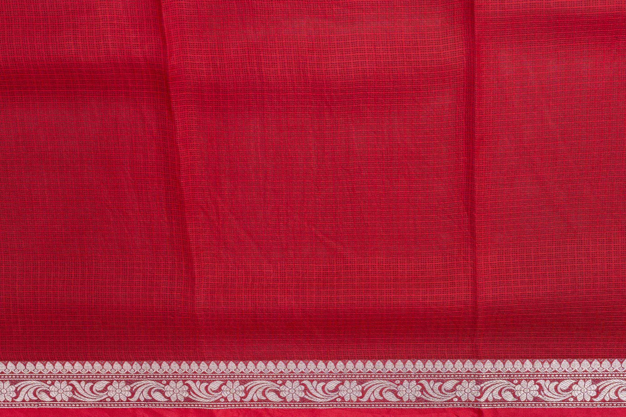 Printed Red Kota Silk Saree