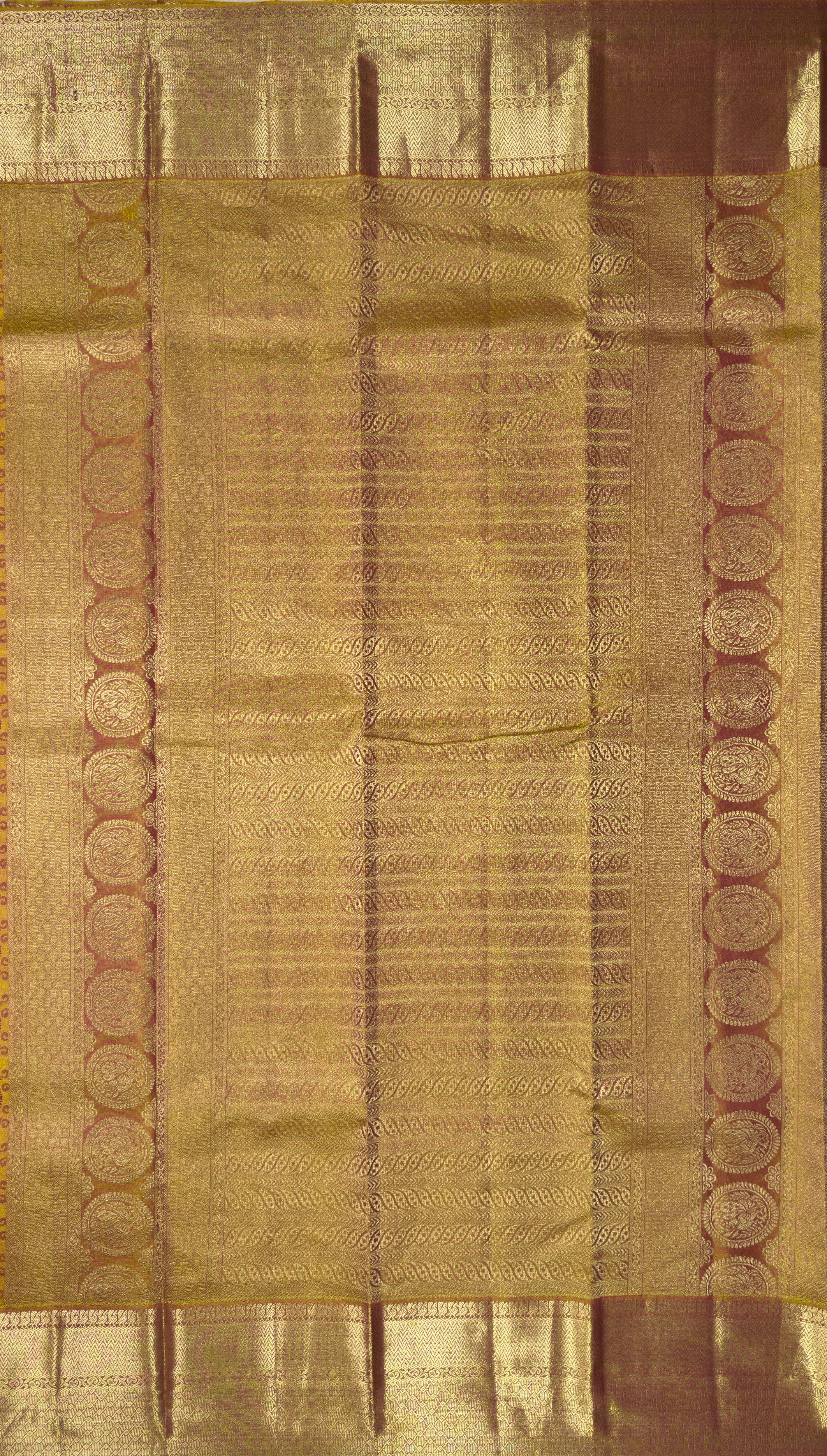Sunset Yellow Pure Silk Kanjivaram Saree