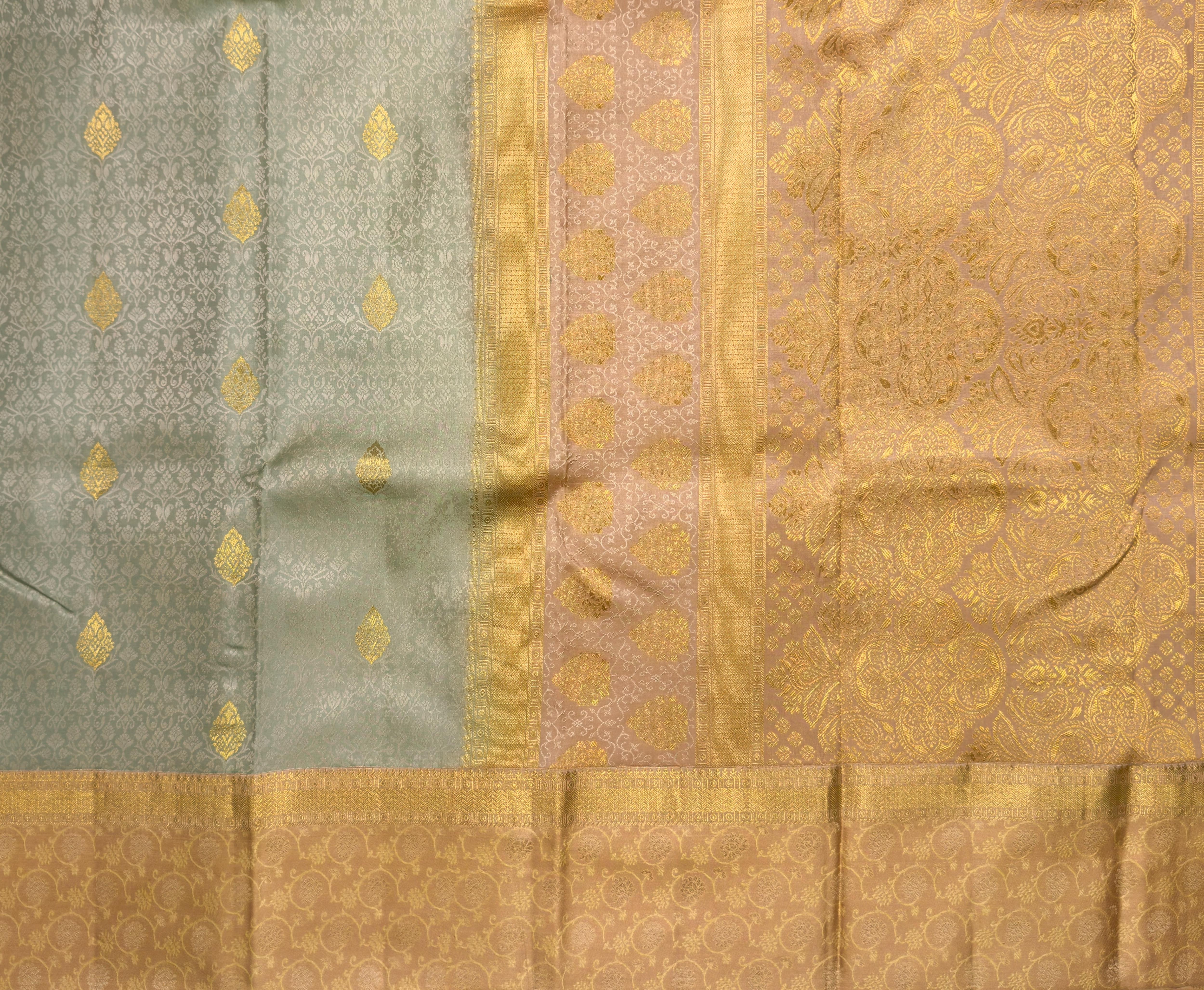 Mint Candy Green Pure Silk Kanjivaram Saree