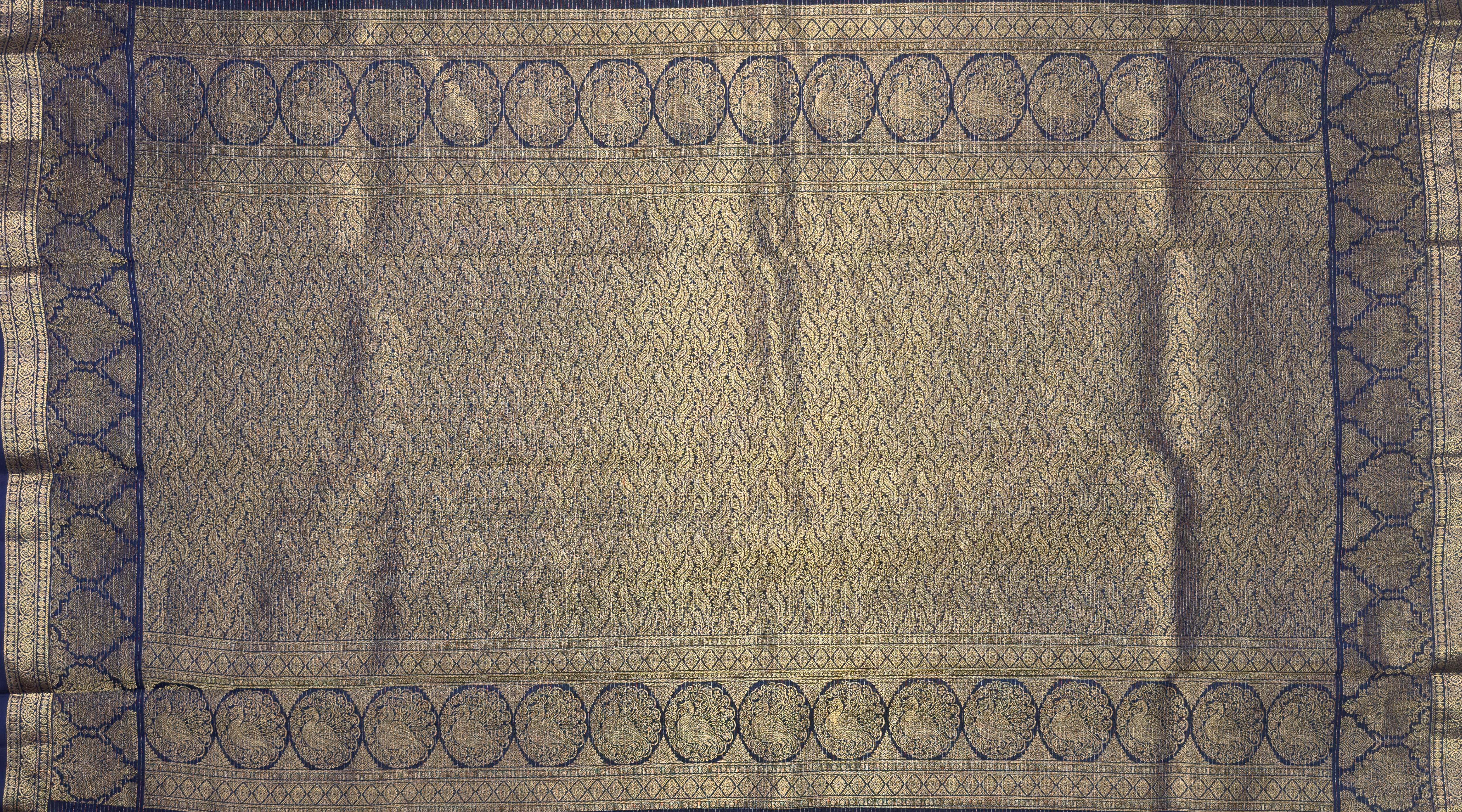 Midnight Blue Pure Silk Kanjivaram Saree