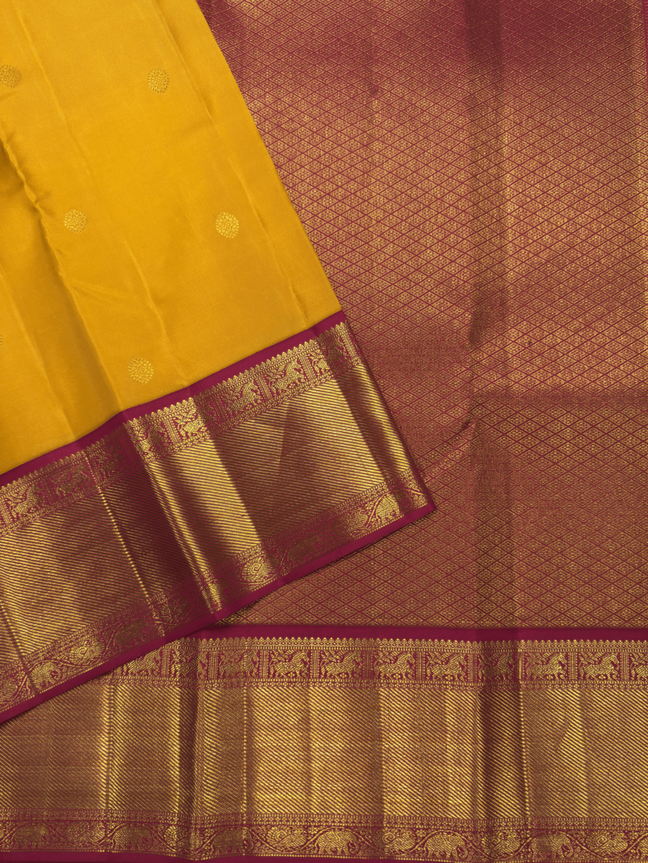 Mustard Yellow Pure Silk Kanjivaram Saree