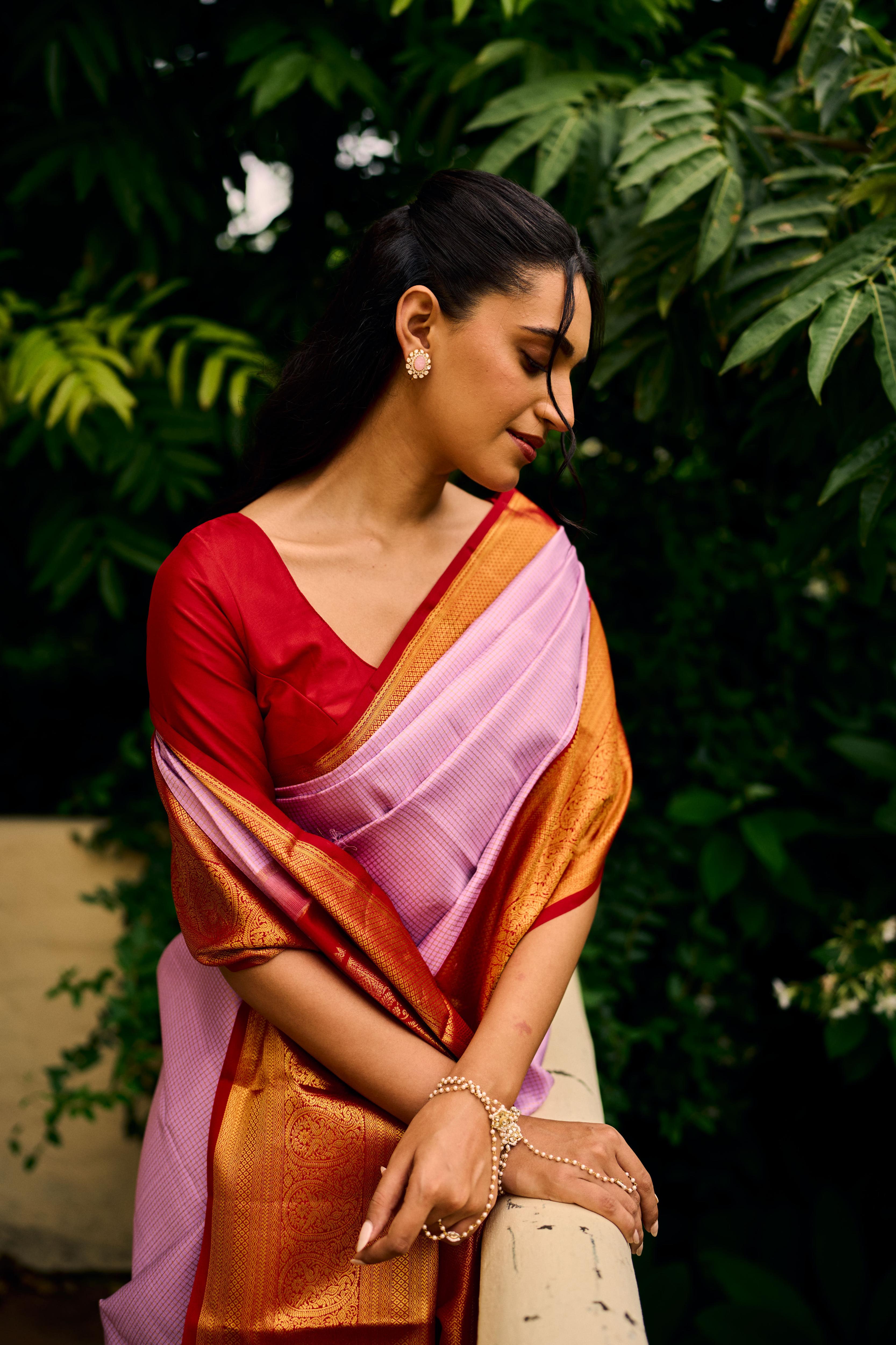 Lavender Pure Zari Pure Silk Pure Zari Kanjivaram Saree