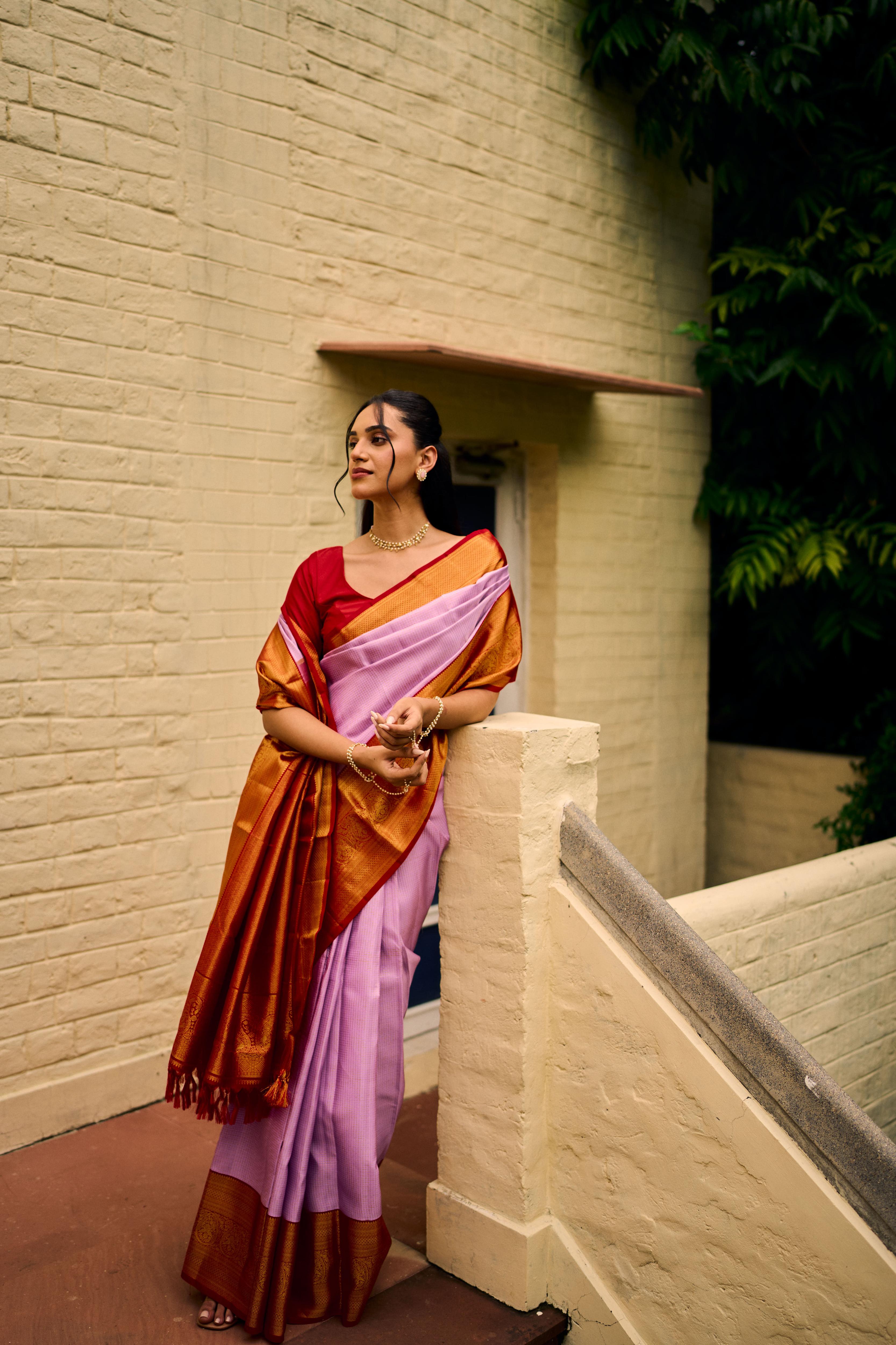 Lavender Pure Zari Pure Silk Pure Zari Kanjivaram Saree