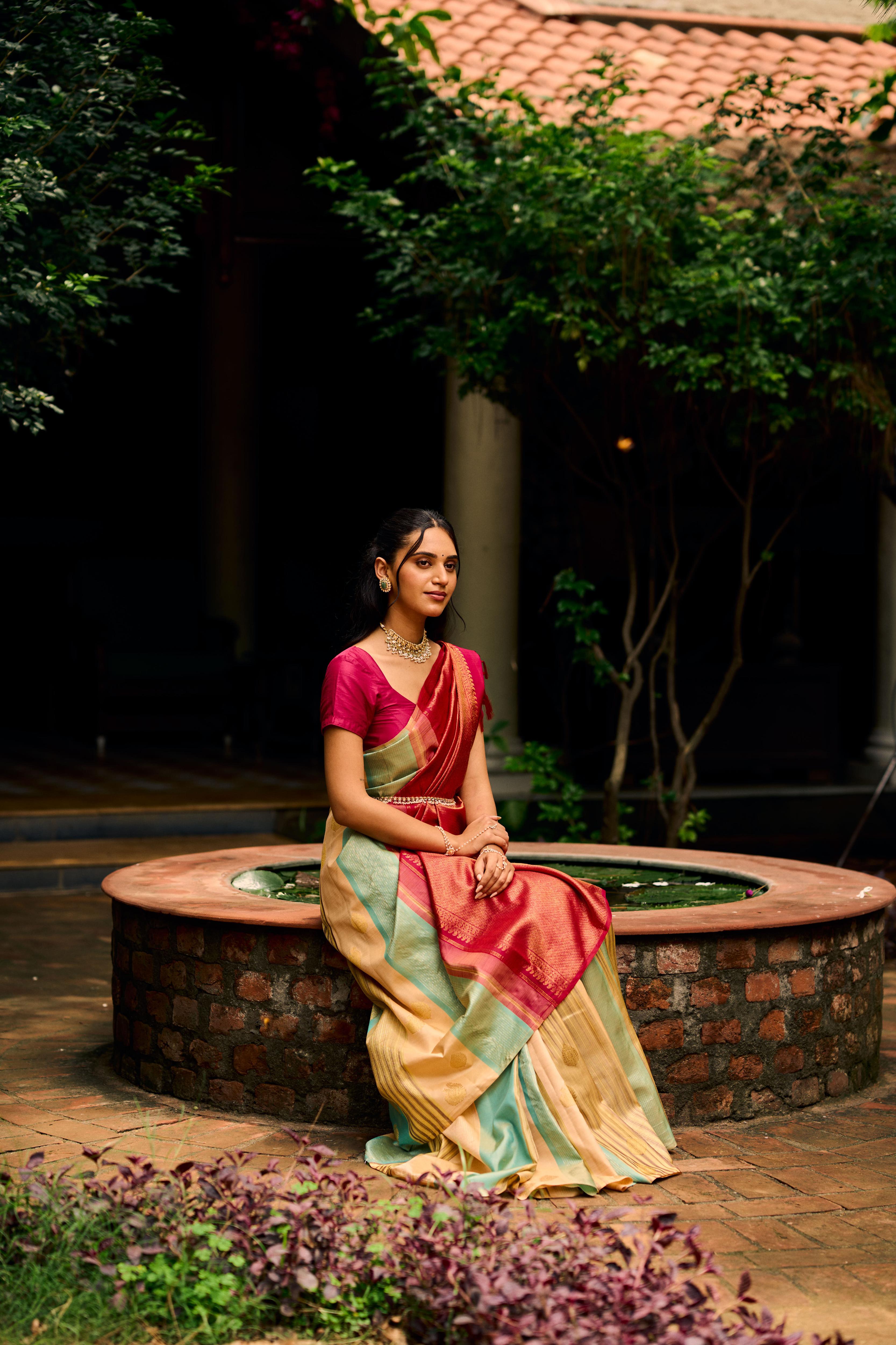 Multicolour Pure Silk Kanjivaram Saree