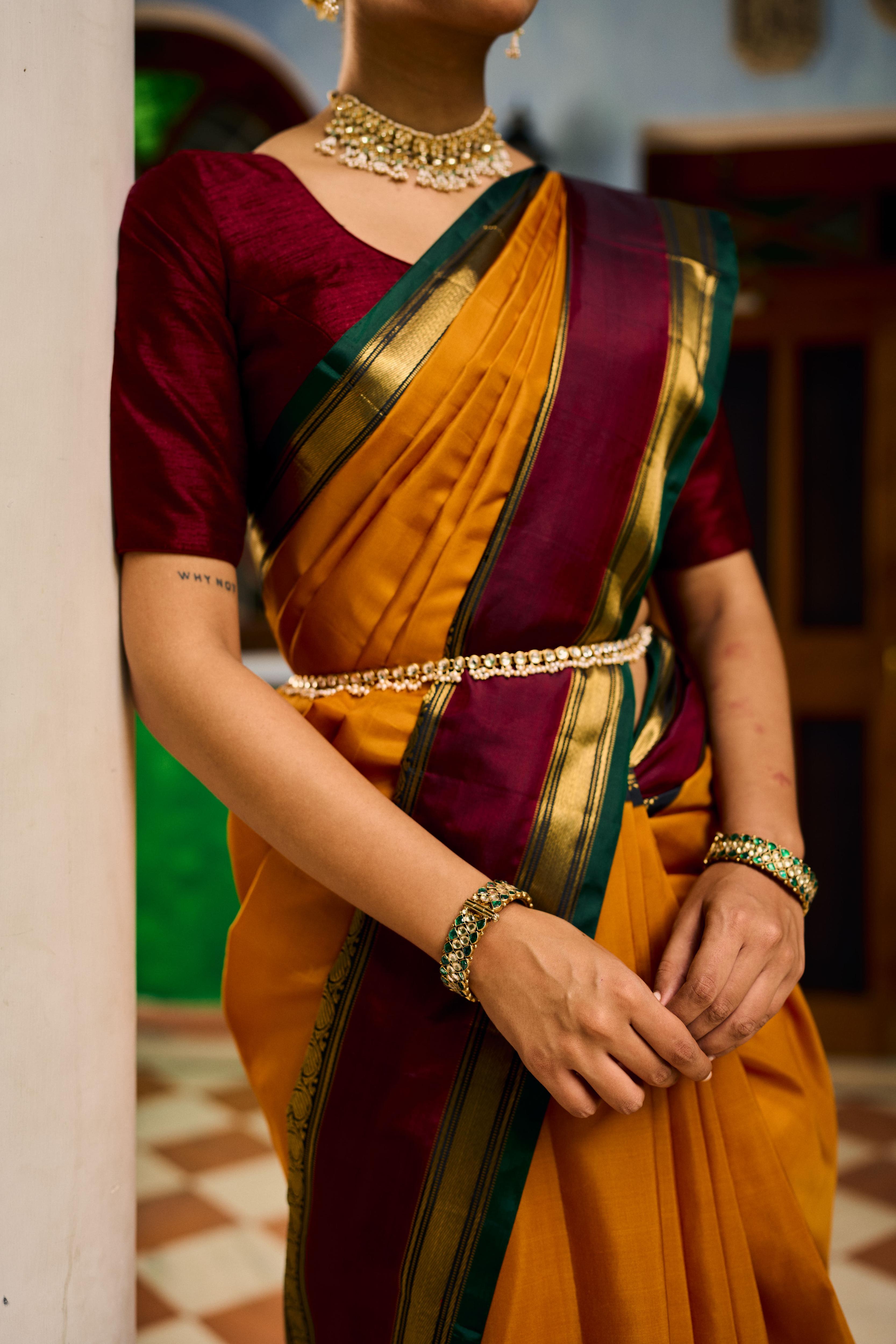 Mustard Yellow Pure Zari Pure Silk Kanjivaram Saree