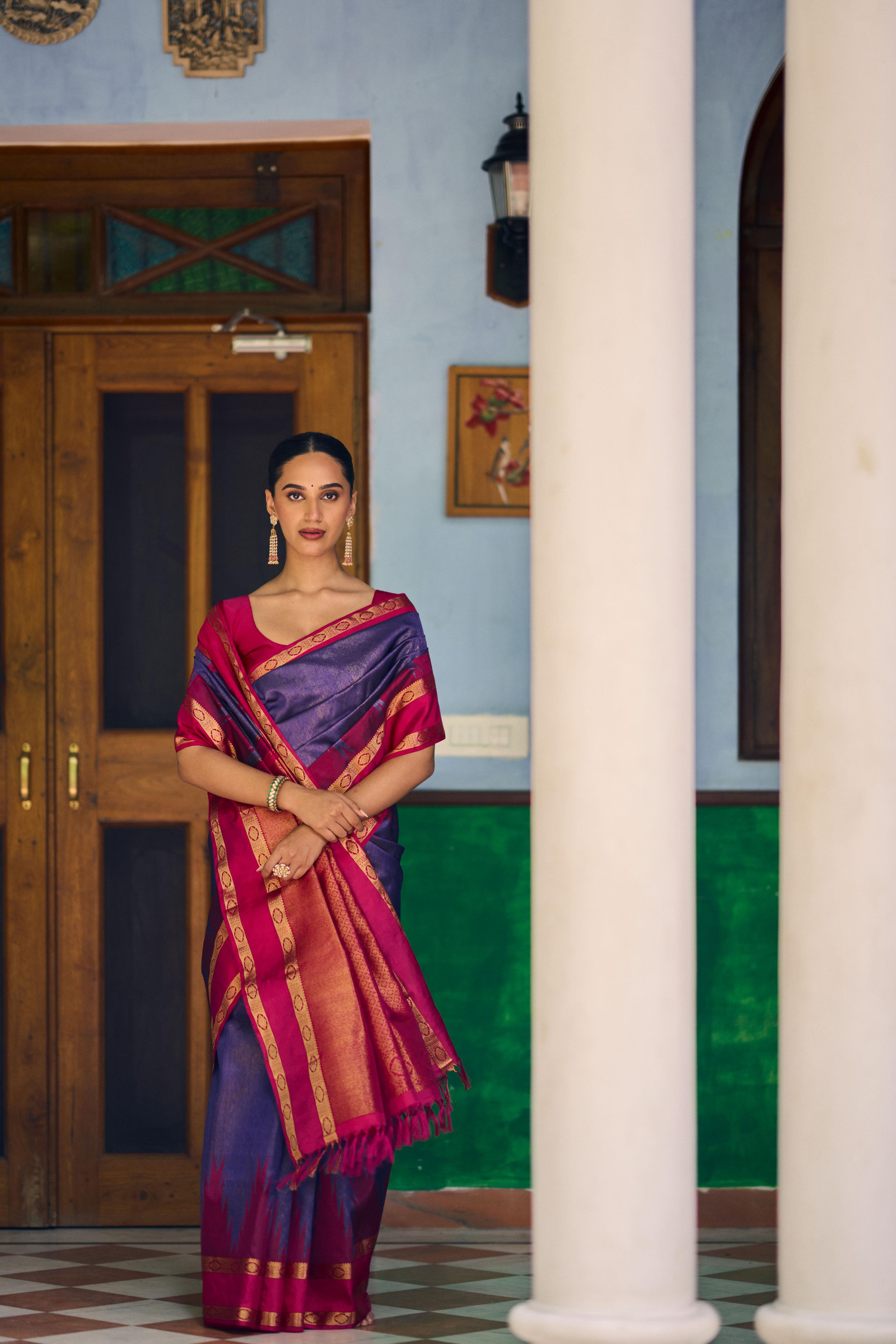 Blue Pure Zari Pure Silk Pure Zari Kanjivaram Saree