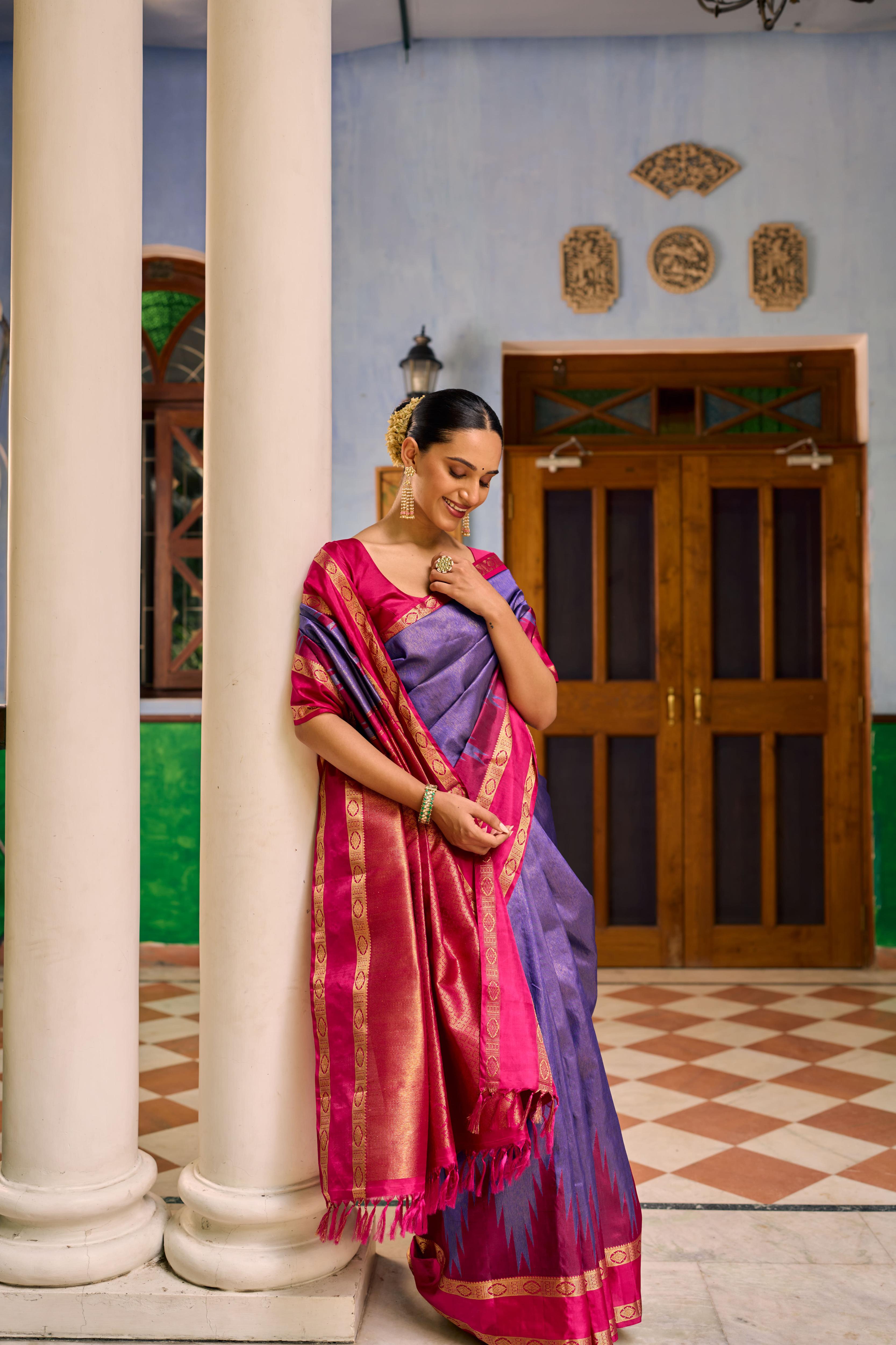 Blue Pure Zari Pure Silk Pure Zari Kanjivaram Saree