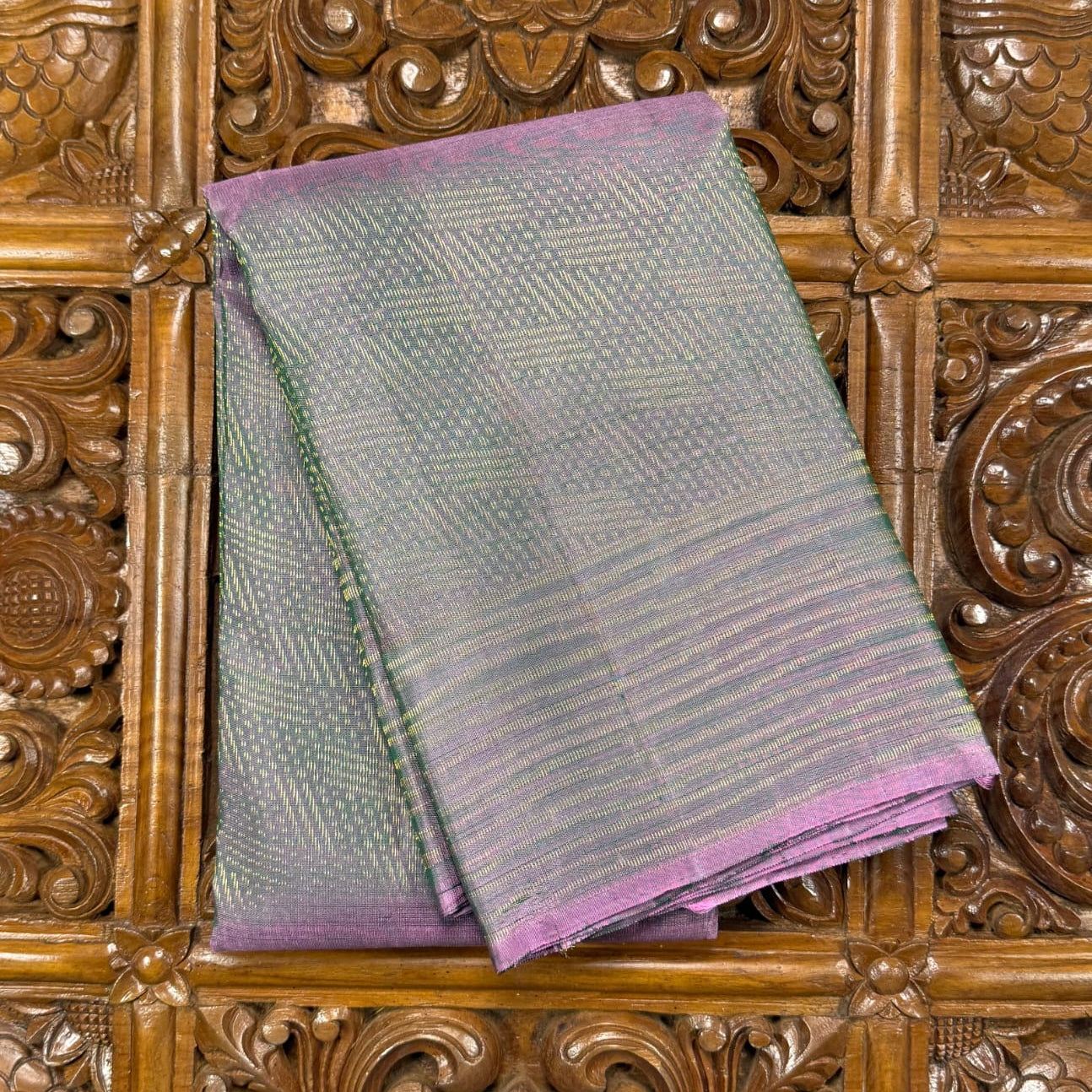 Dual Shaded Lilac-Green Pure Silk Kanjivaram Saree