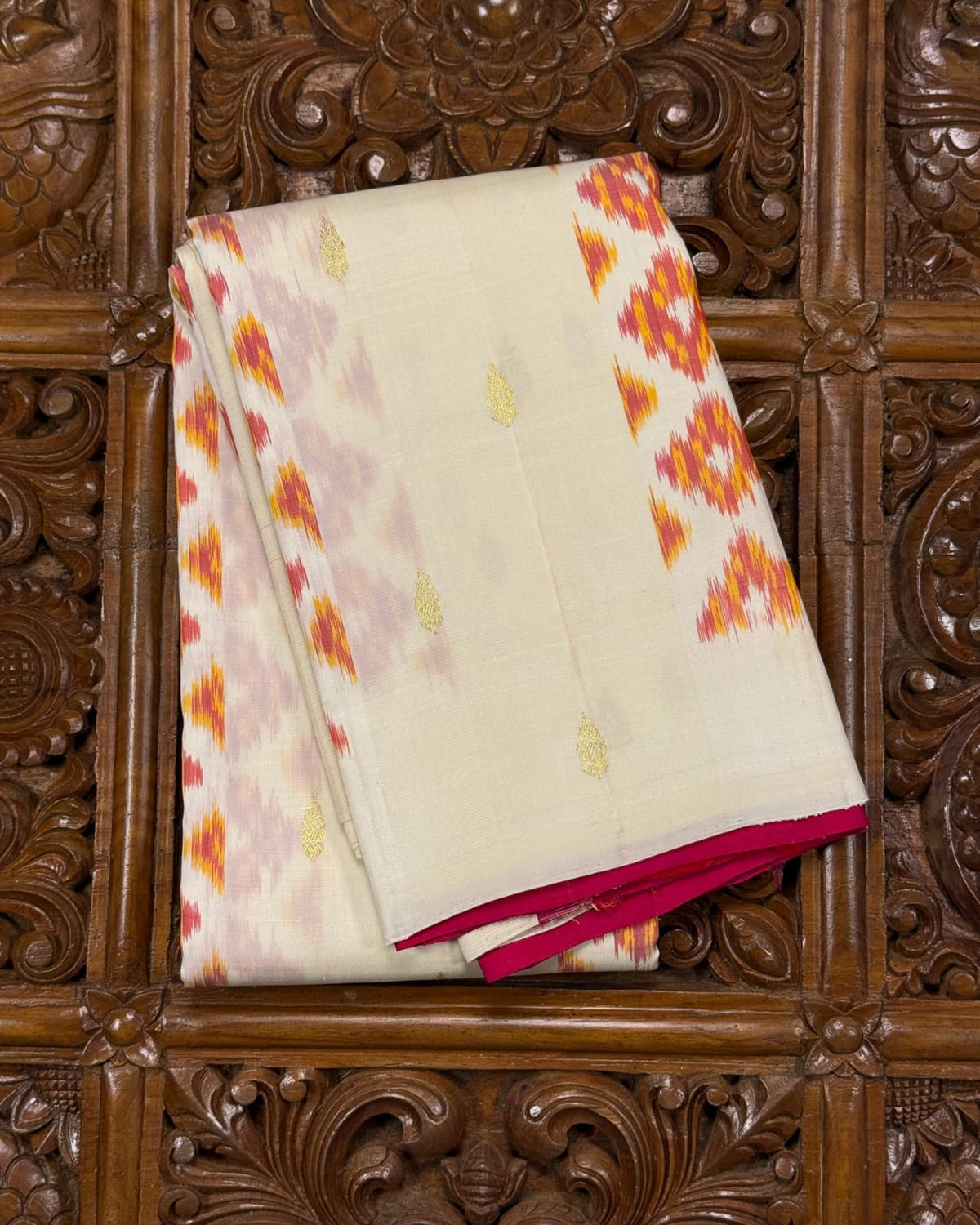 Cream Pure Silk Kanjivaram Saree