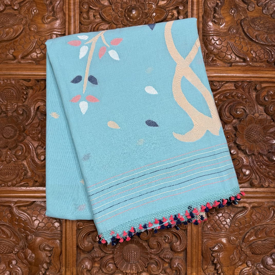 Blue Malmal Cotton Saree