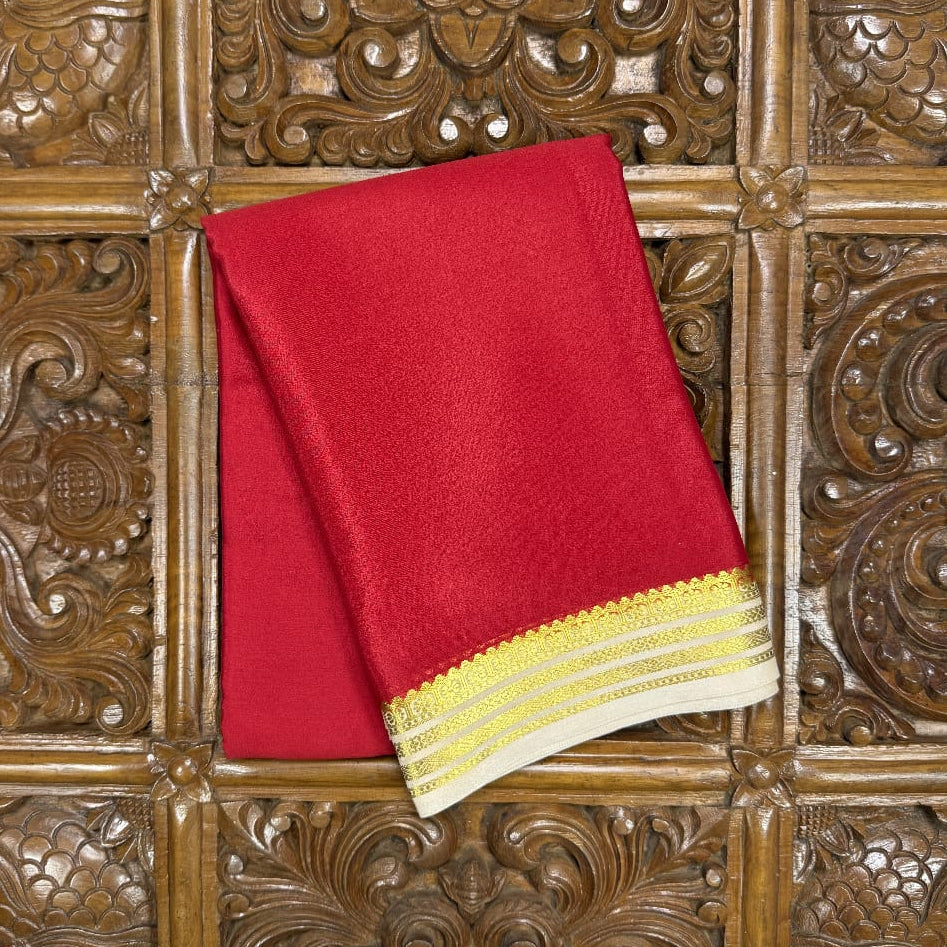 Red Mysore Crepe Silk Saree