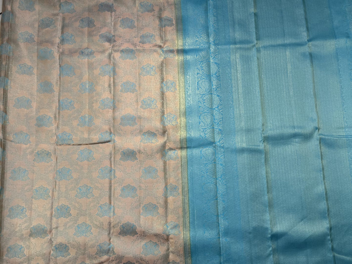 Grey Brocade Pure Silk Kanjivaram Saree