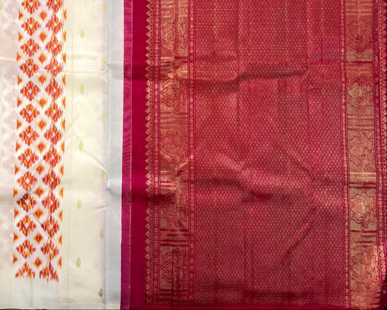 Cream Pure Silk Kanjivaram Saree