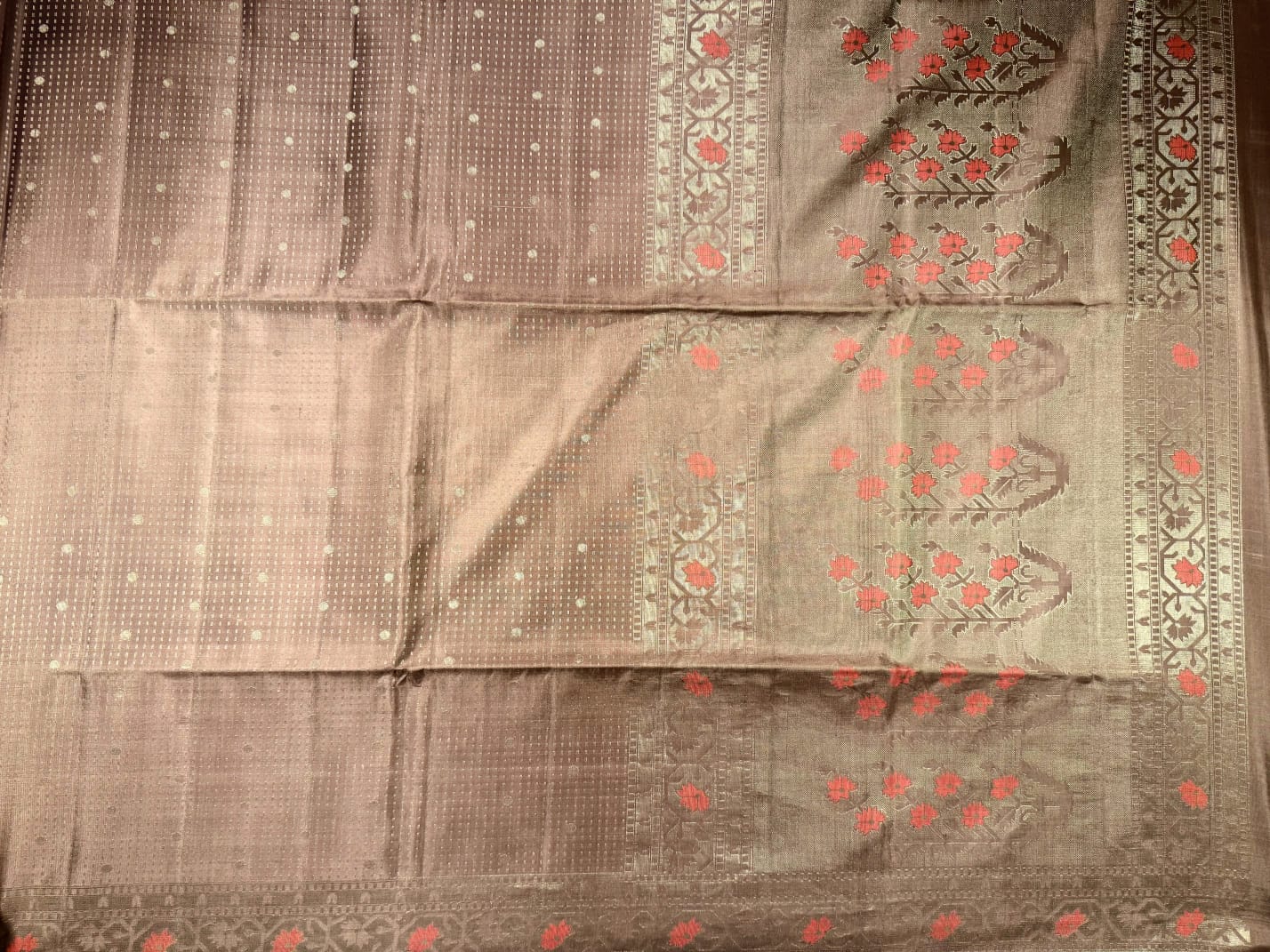 Brown Pure Soft Silk Saree