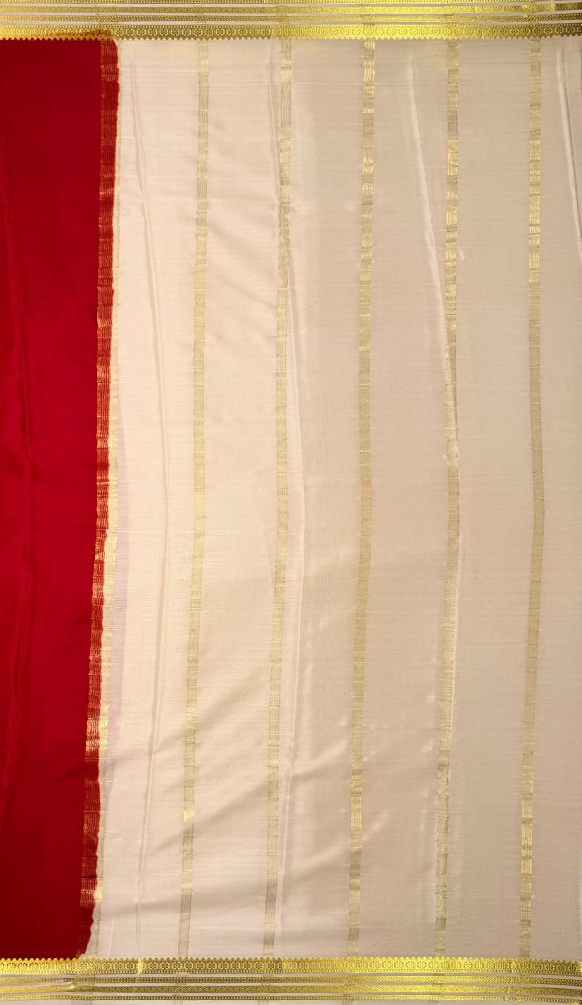 Red Mysore Crepe Silk Saree